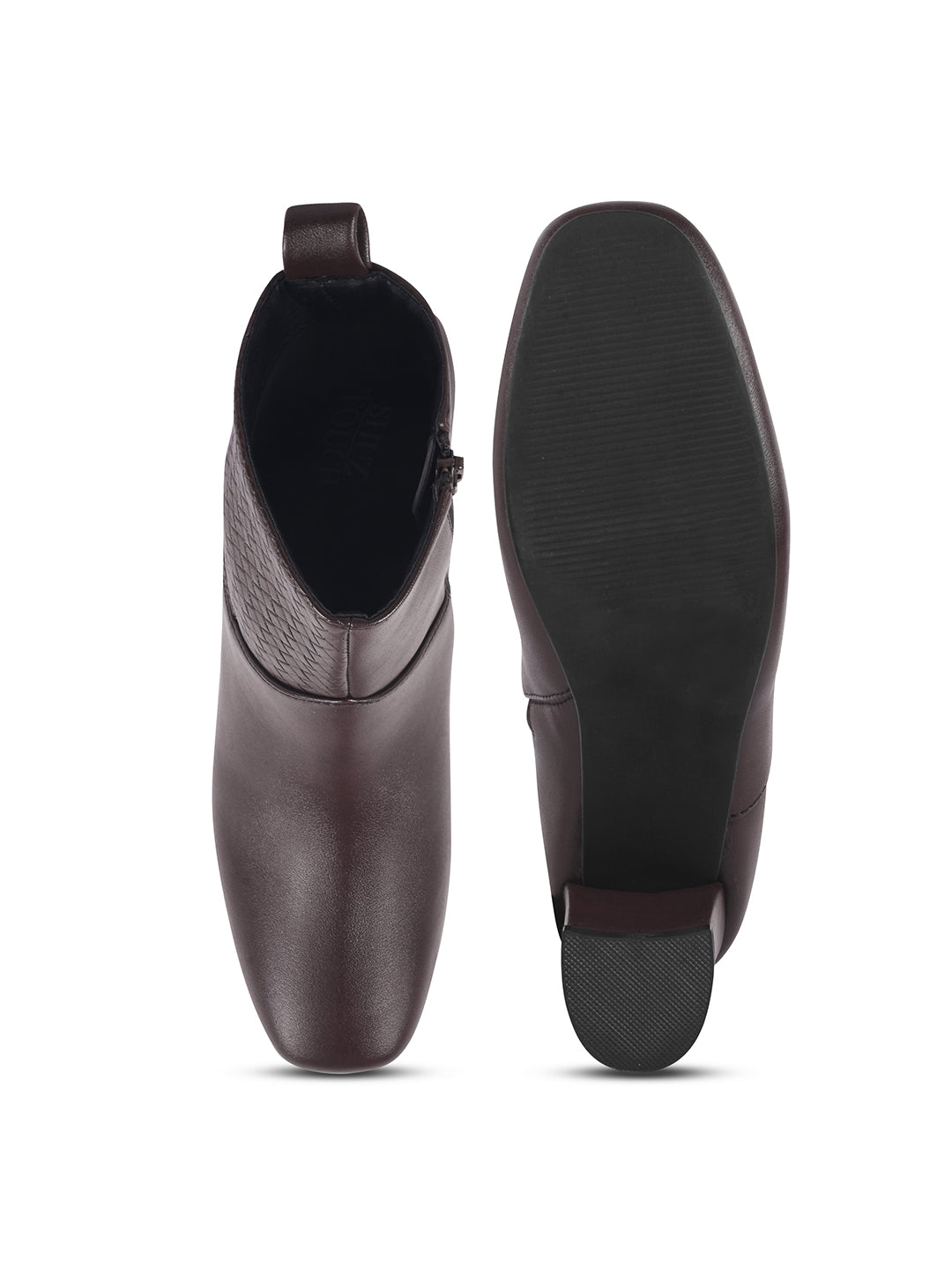 Textured Mid-Length Heel Boots