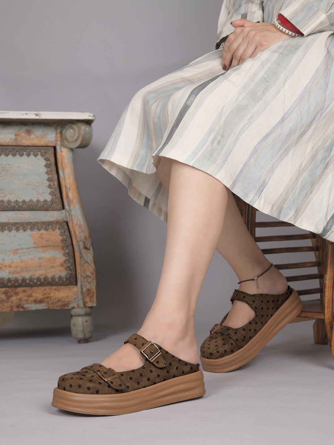 Polka Dot Platform Mary Jane Mules