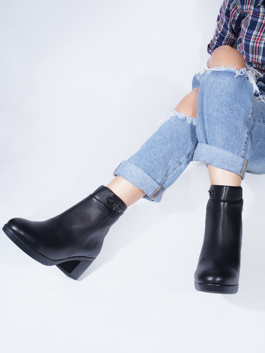 Black Block Heel Ankle Boots