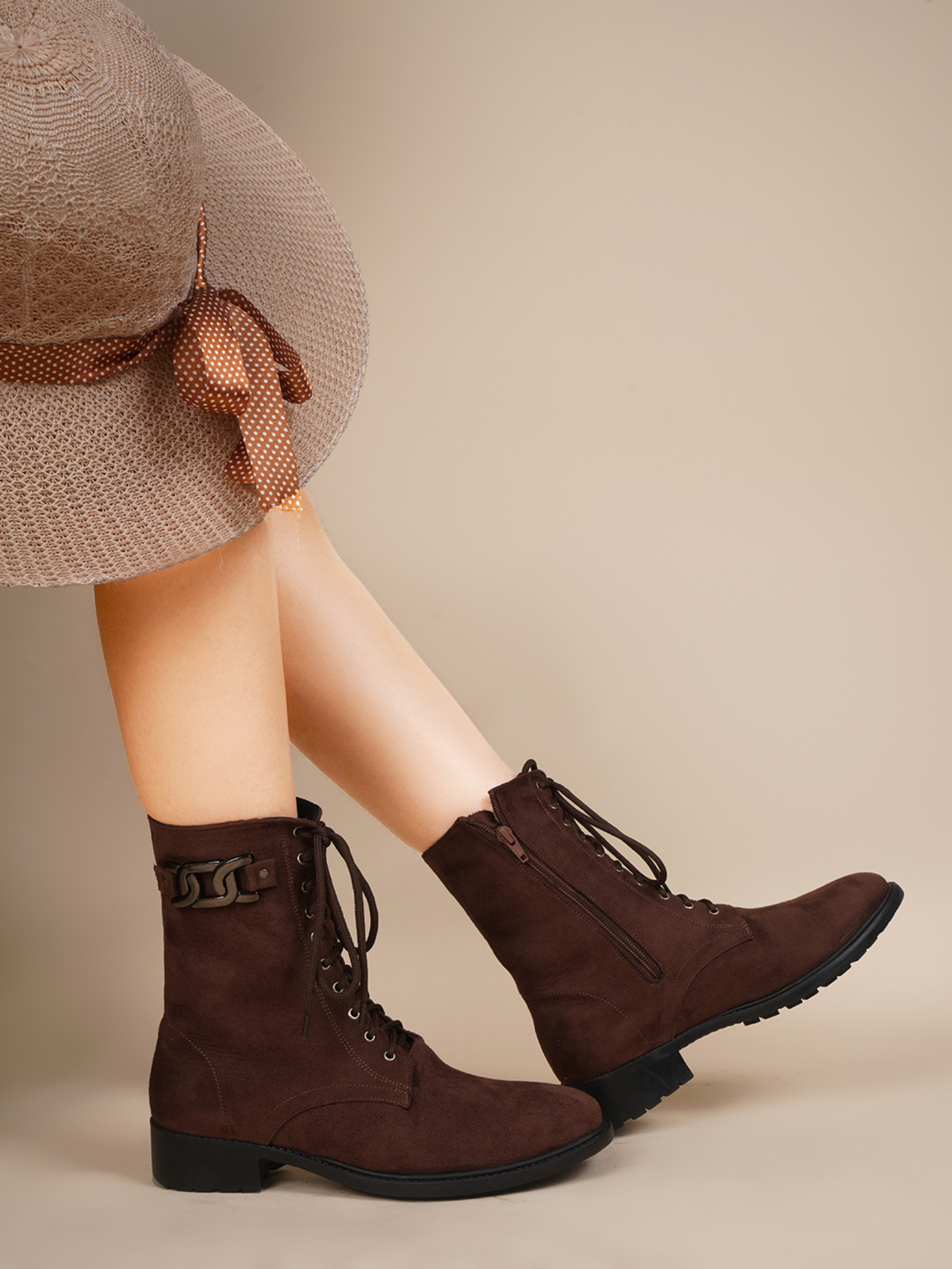 Women High Top Suede Block Heel Regular Boots