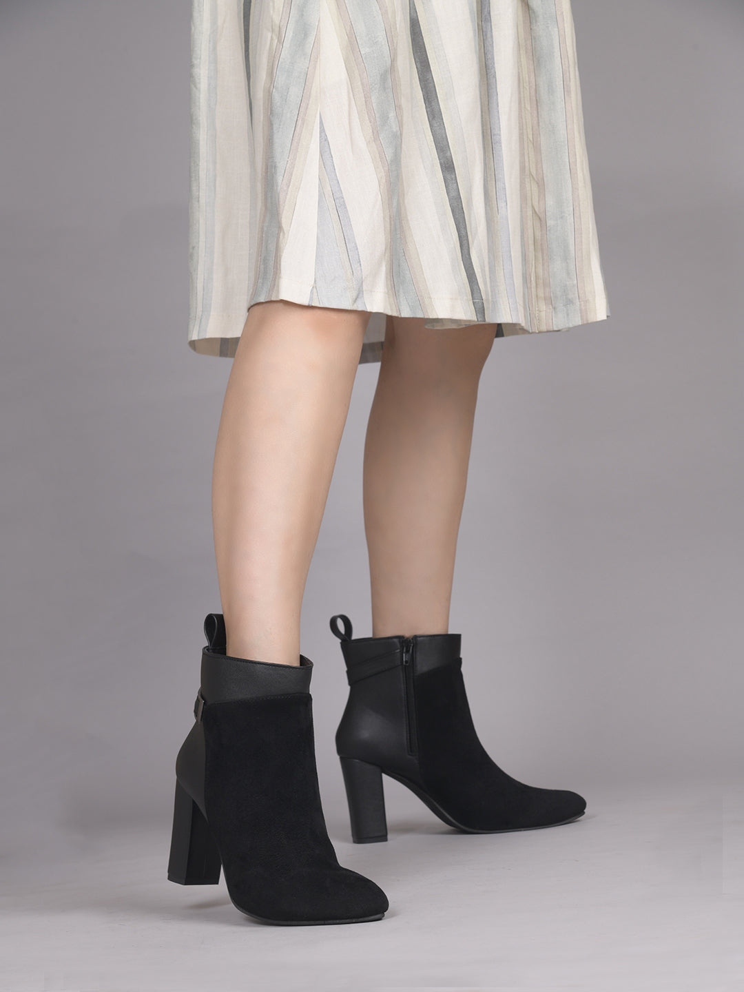 Suede Block Heel Ankle Boots