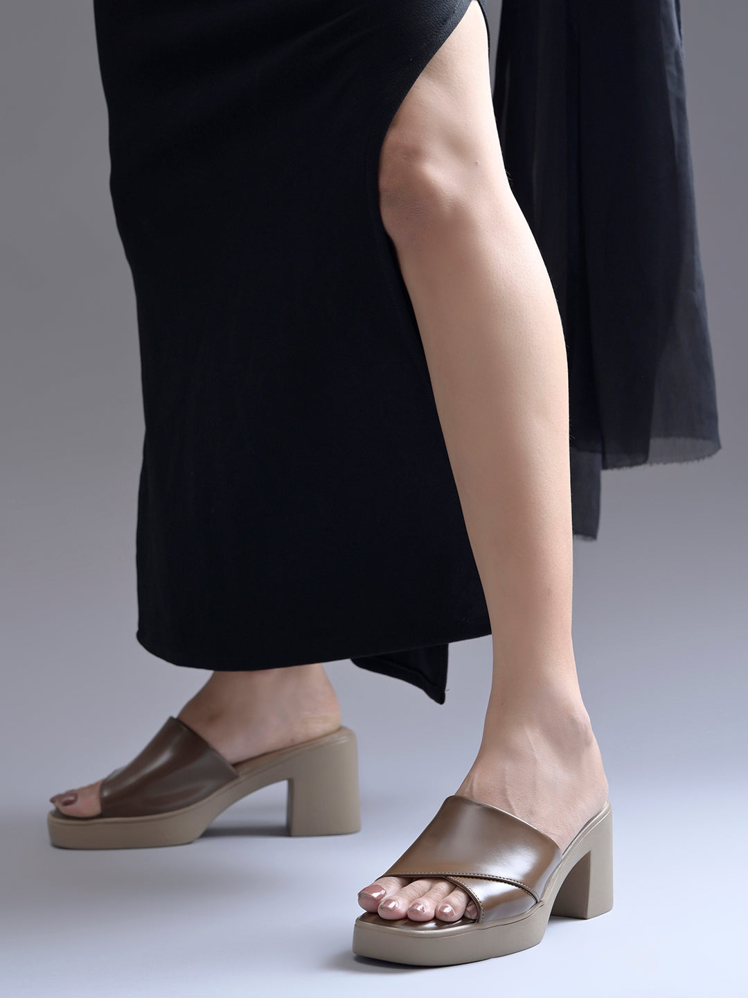 Block Heel Black Sandals