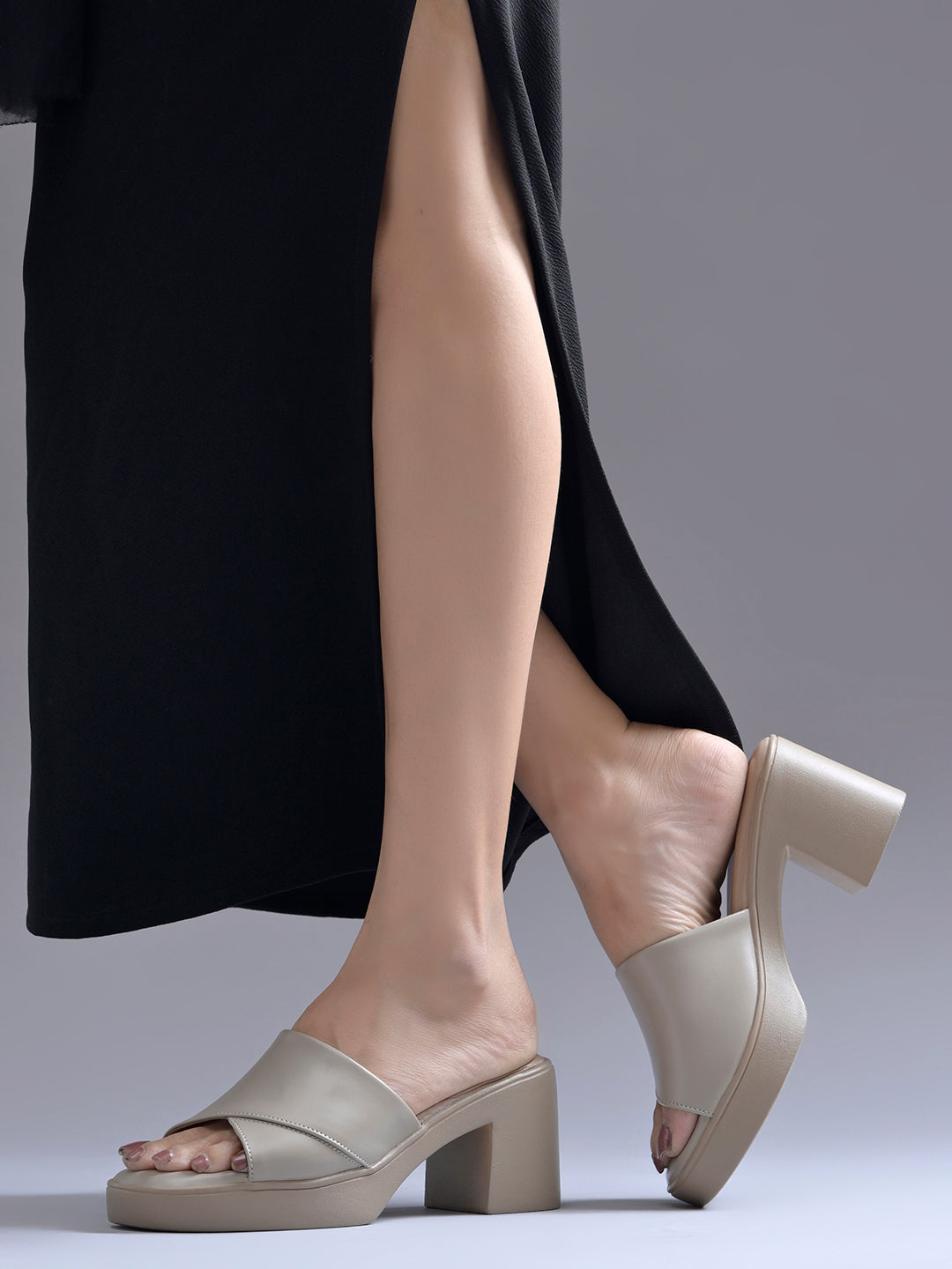 Block Heel Black Sandals
