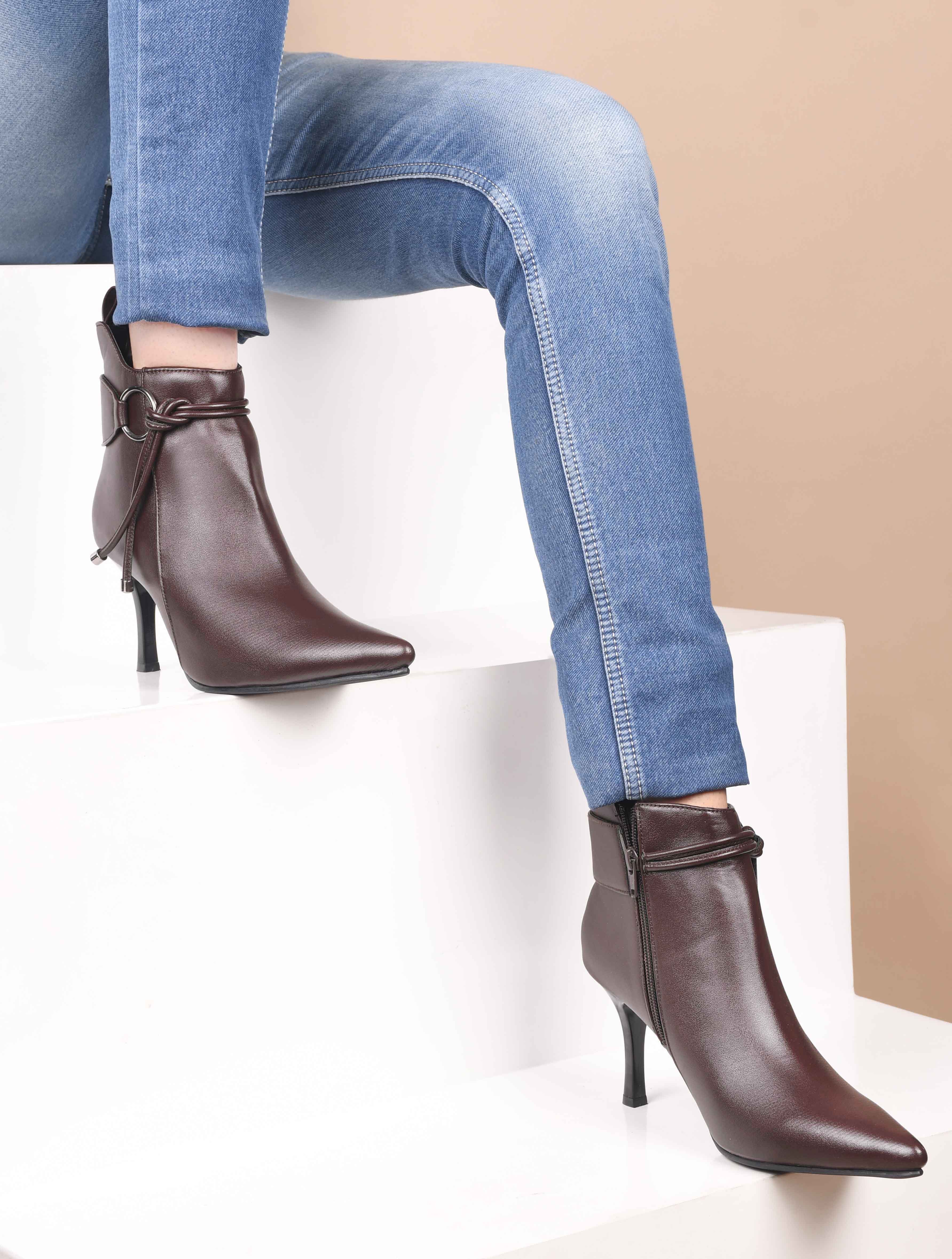 Women Slim-Heeled Regular Ankle Boots