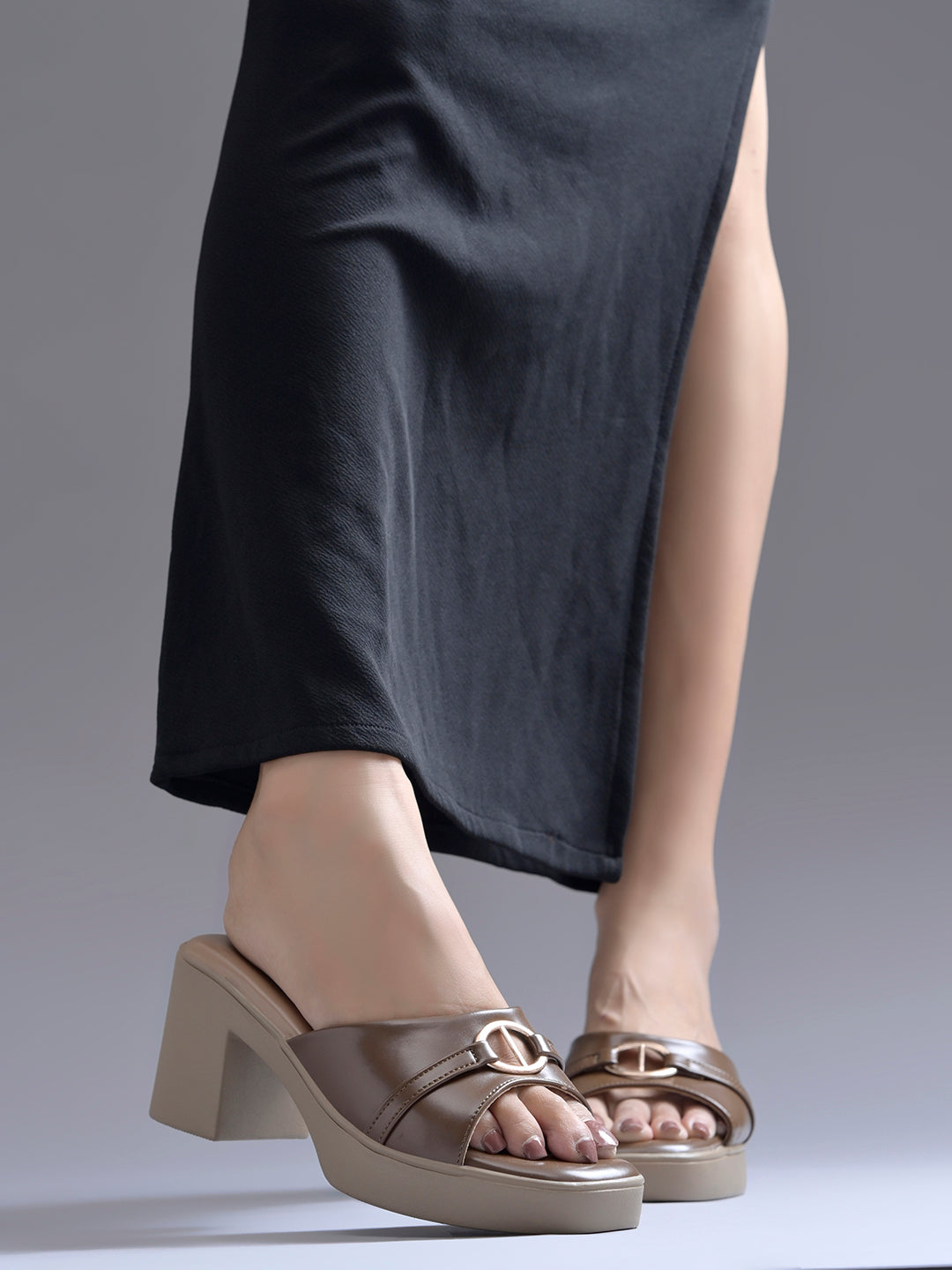 Black Block Heel Sandals