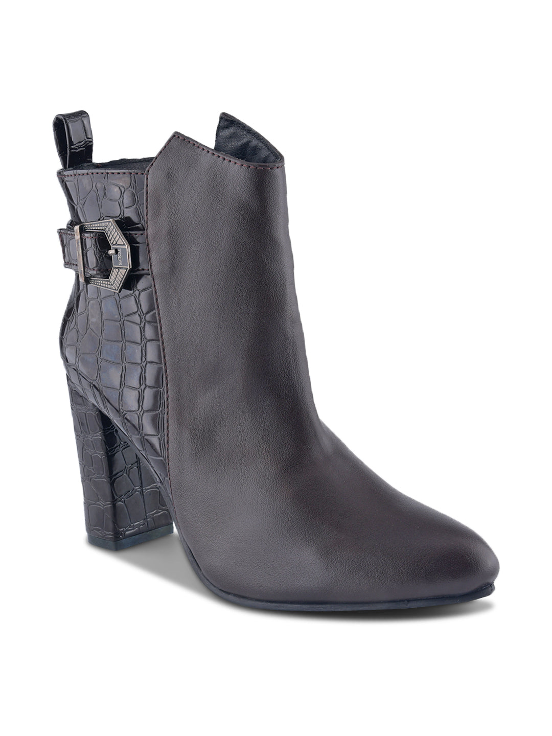 Women Croc-Textured Casual Boots