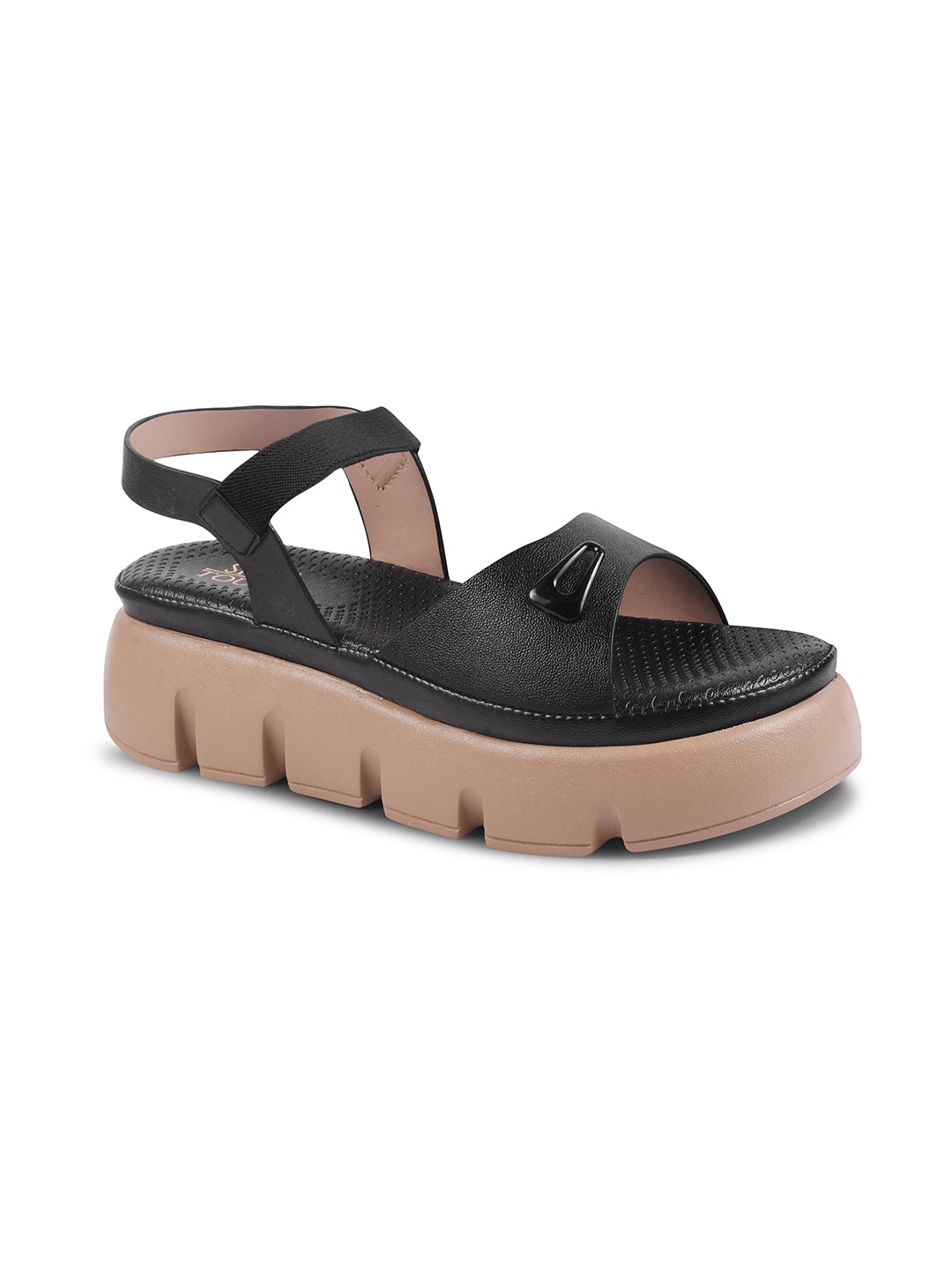 Black Chunky Comfort Sandals