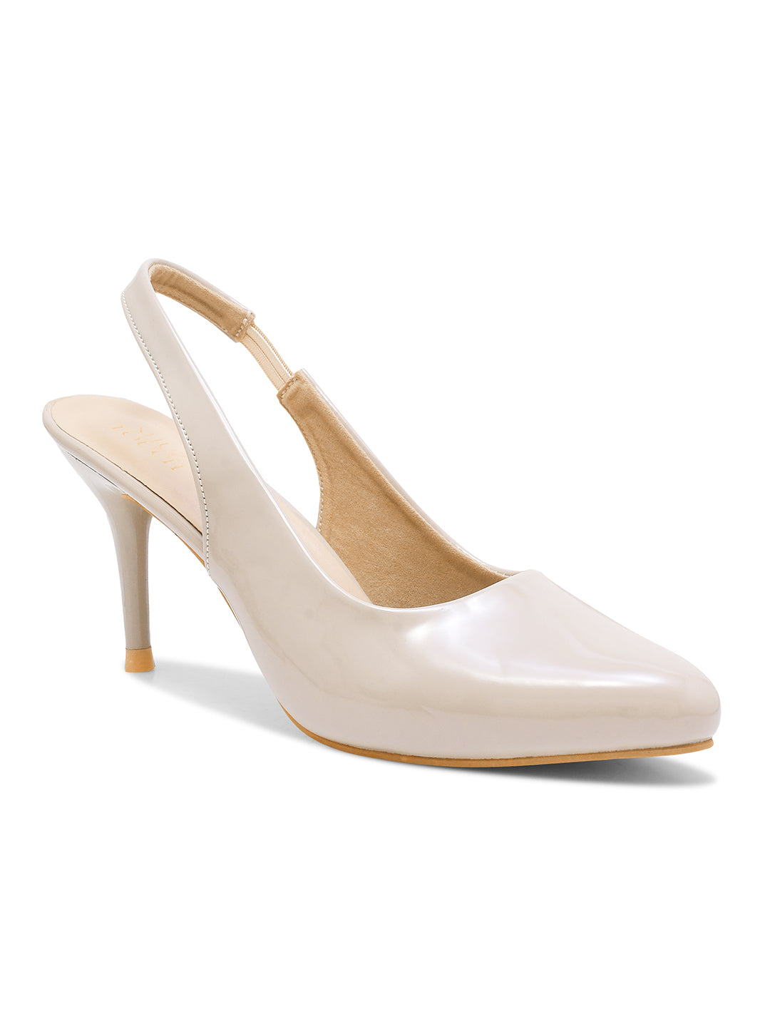Beige Slingback Stiletto Heels