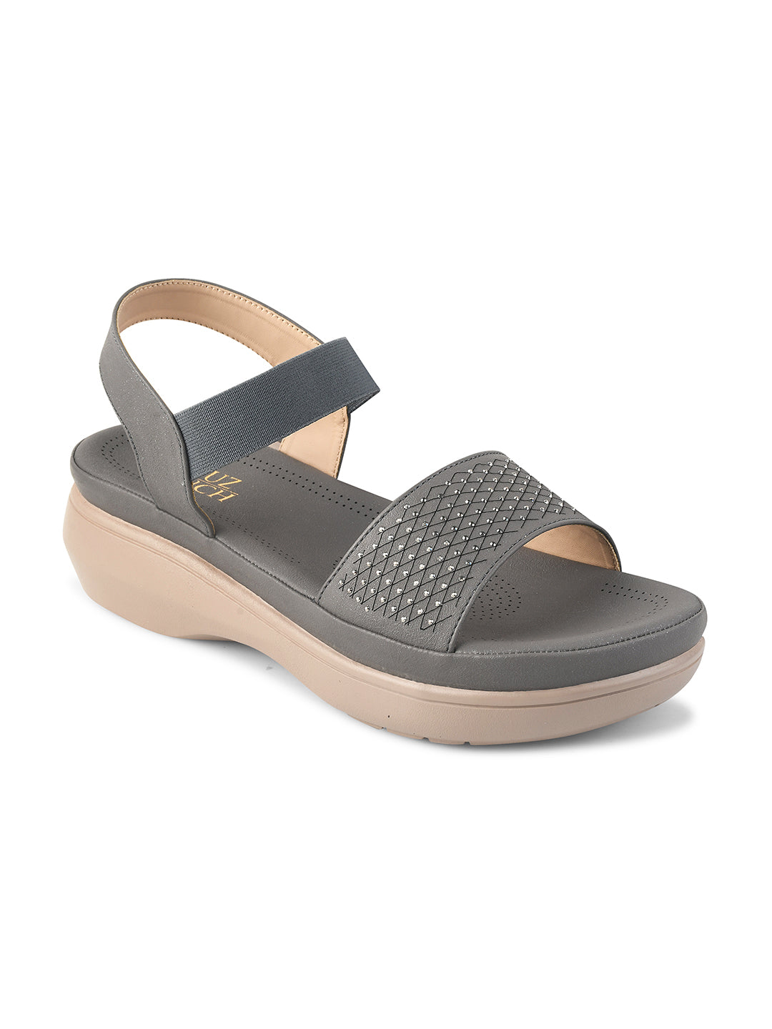 Embellished Open Toe Comfort Heel With Backstrap