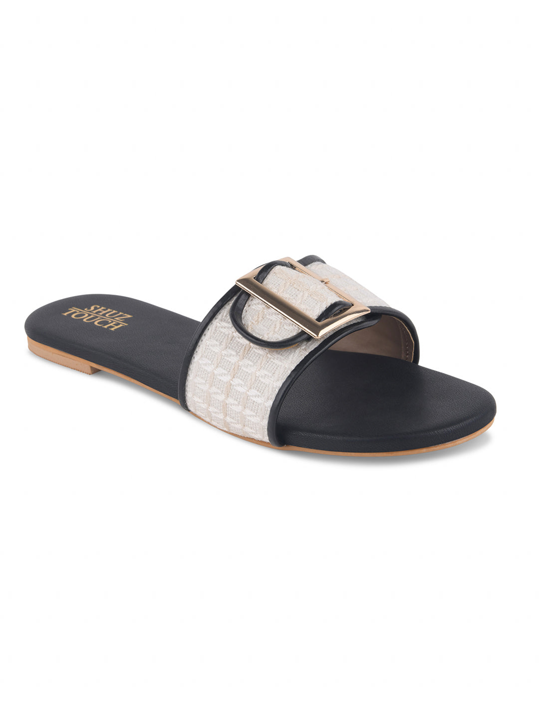 Luxe Weave Open-Toe Flats