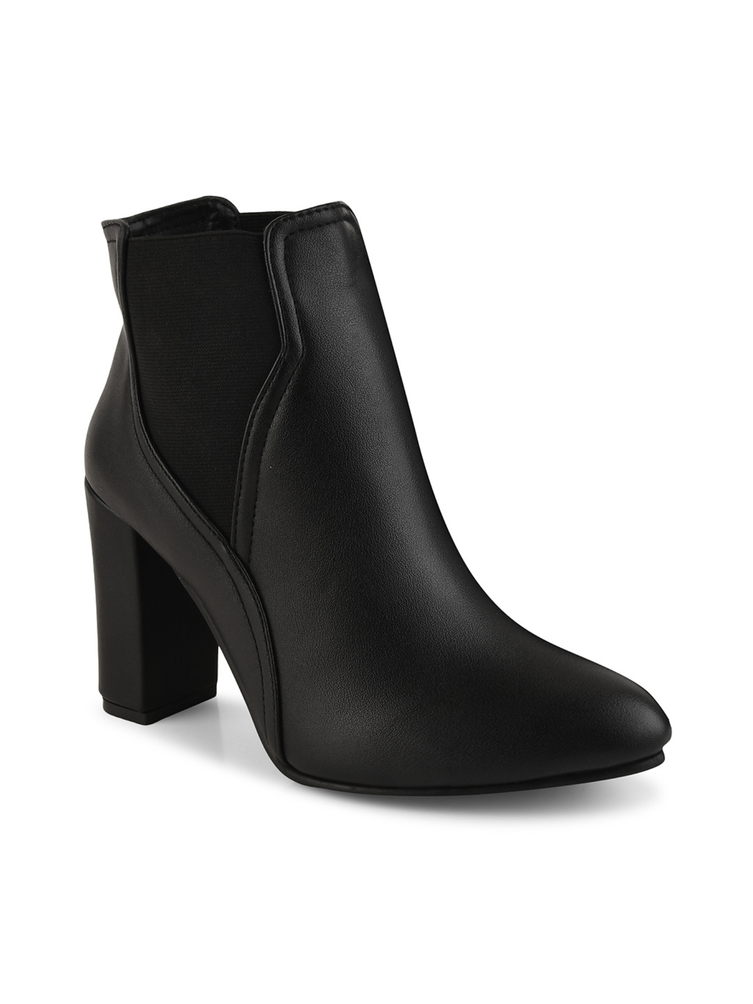 Women Mid Top Block Heel Party Pointed Toe Chelsea Boots