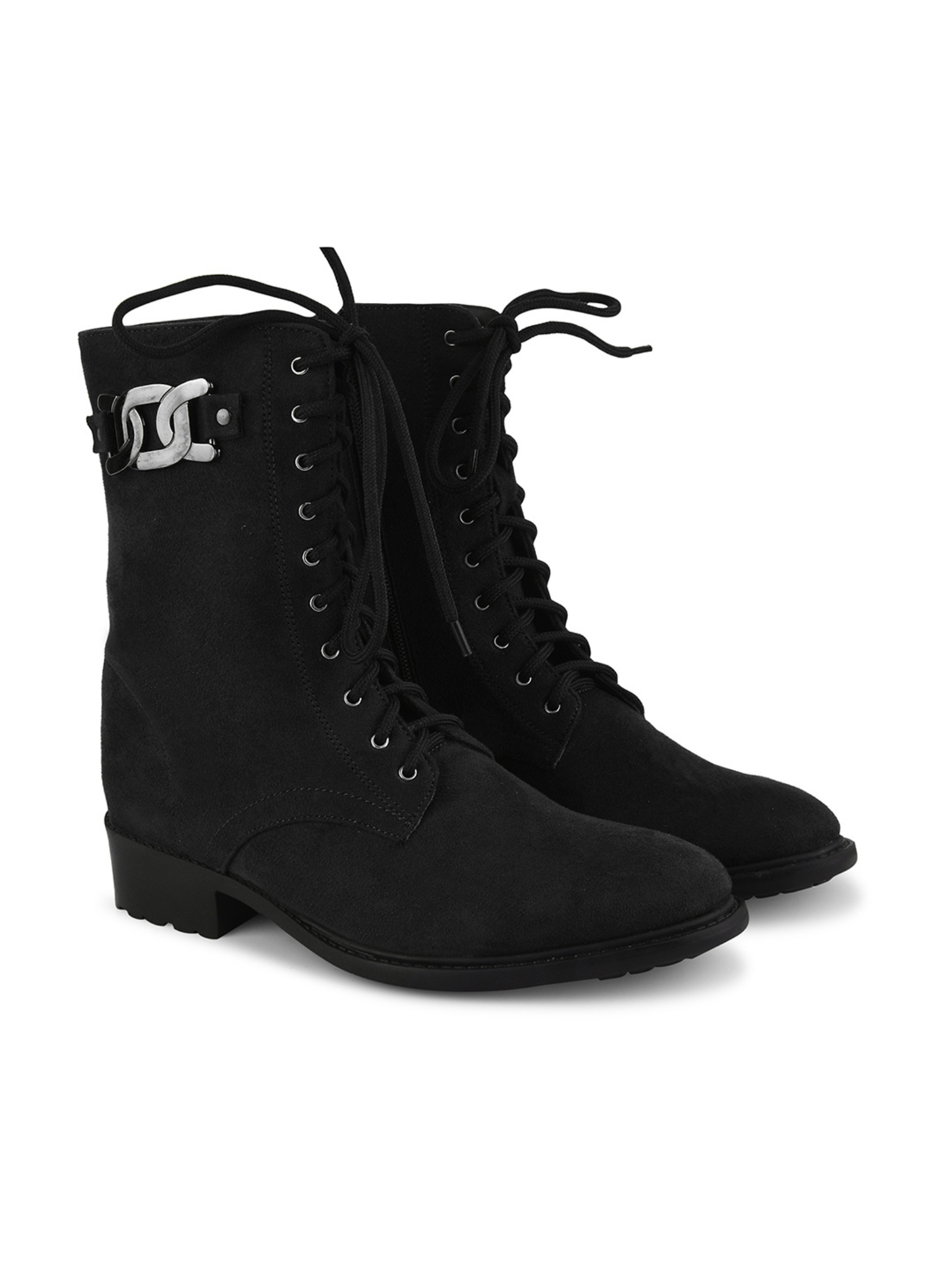 Women High Top Suede Block Heel Regular Boots