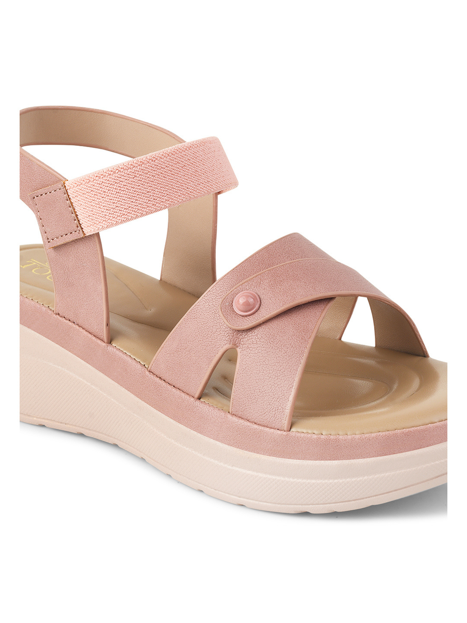 Women High-Top Peach Wedge Sandals