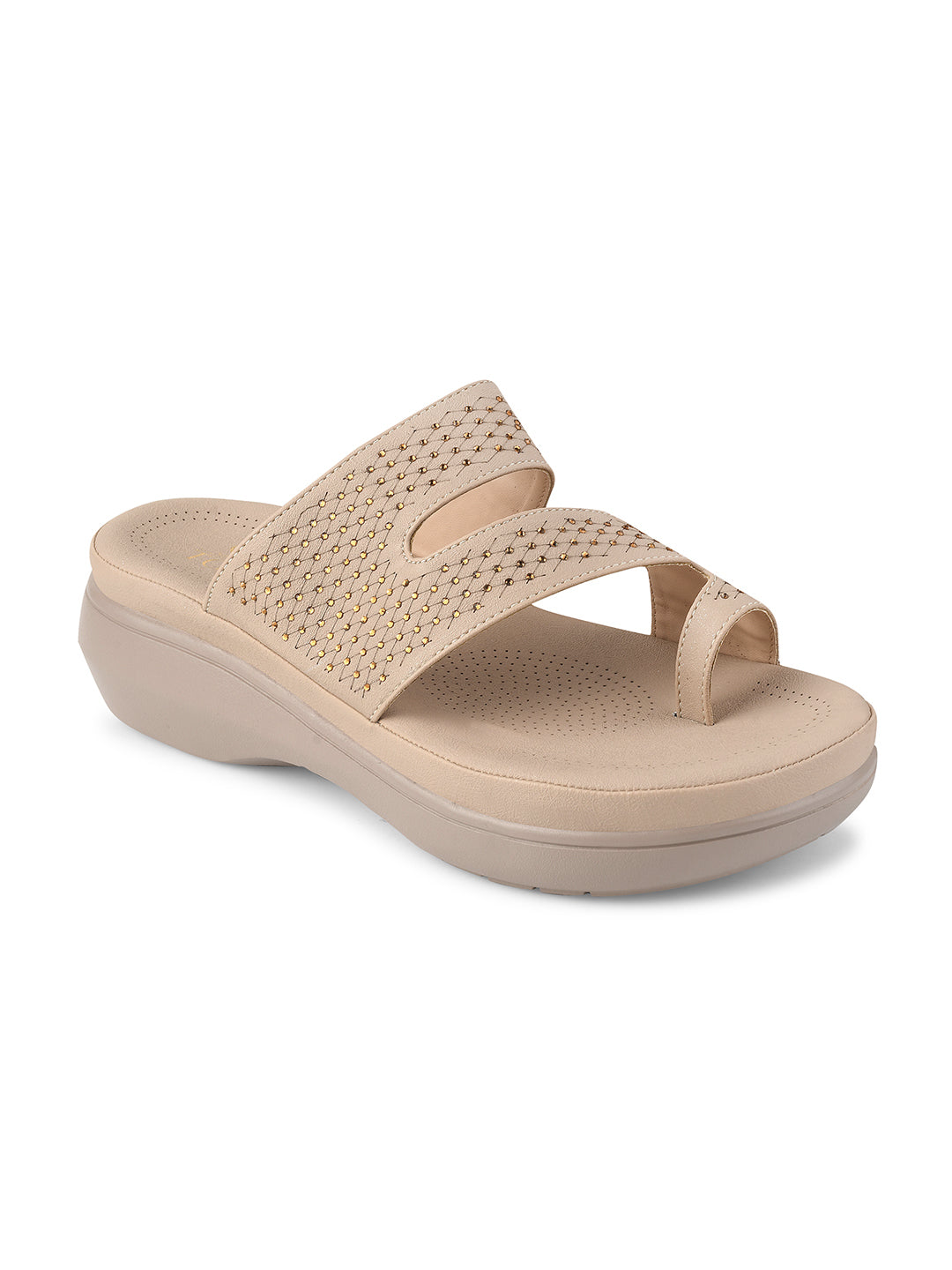 Embellished Open Toe Comfort Heel