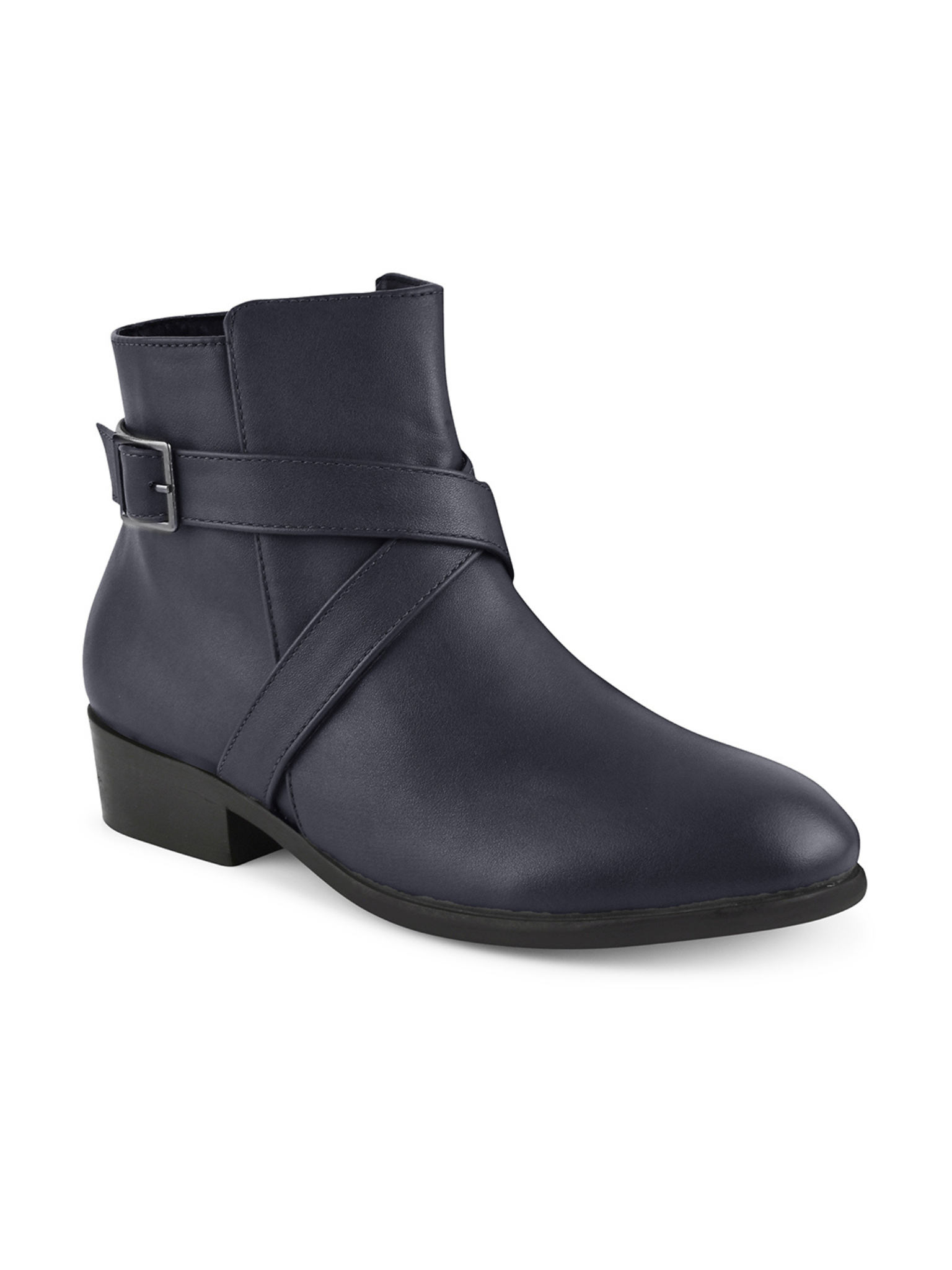 Women Heeled Buckle Detail Mid-Top Regular Boots