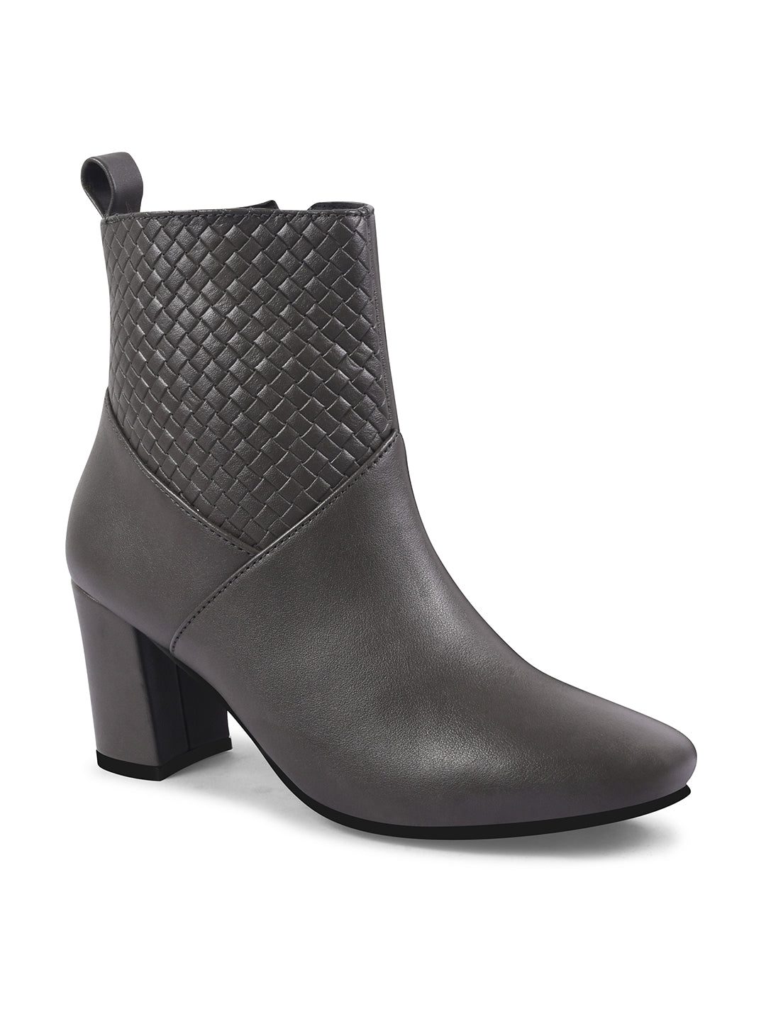 Textured Mid-Length Heel Boots