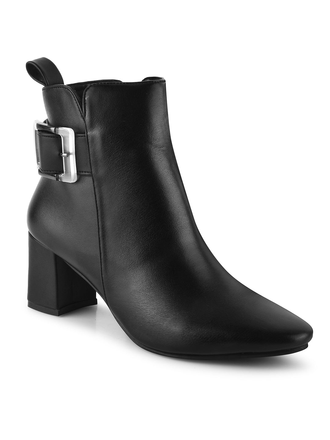 Black Ankle Length Block Heel Boots