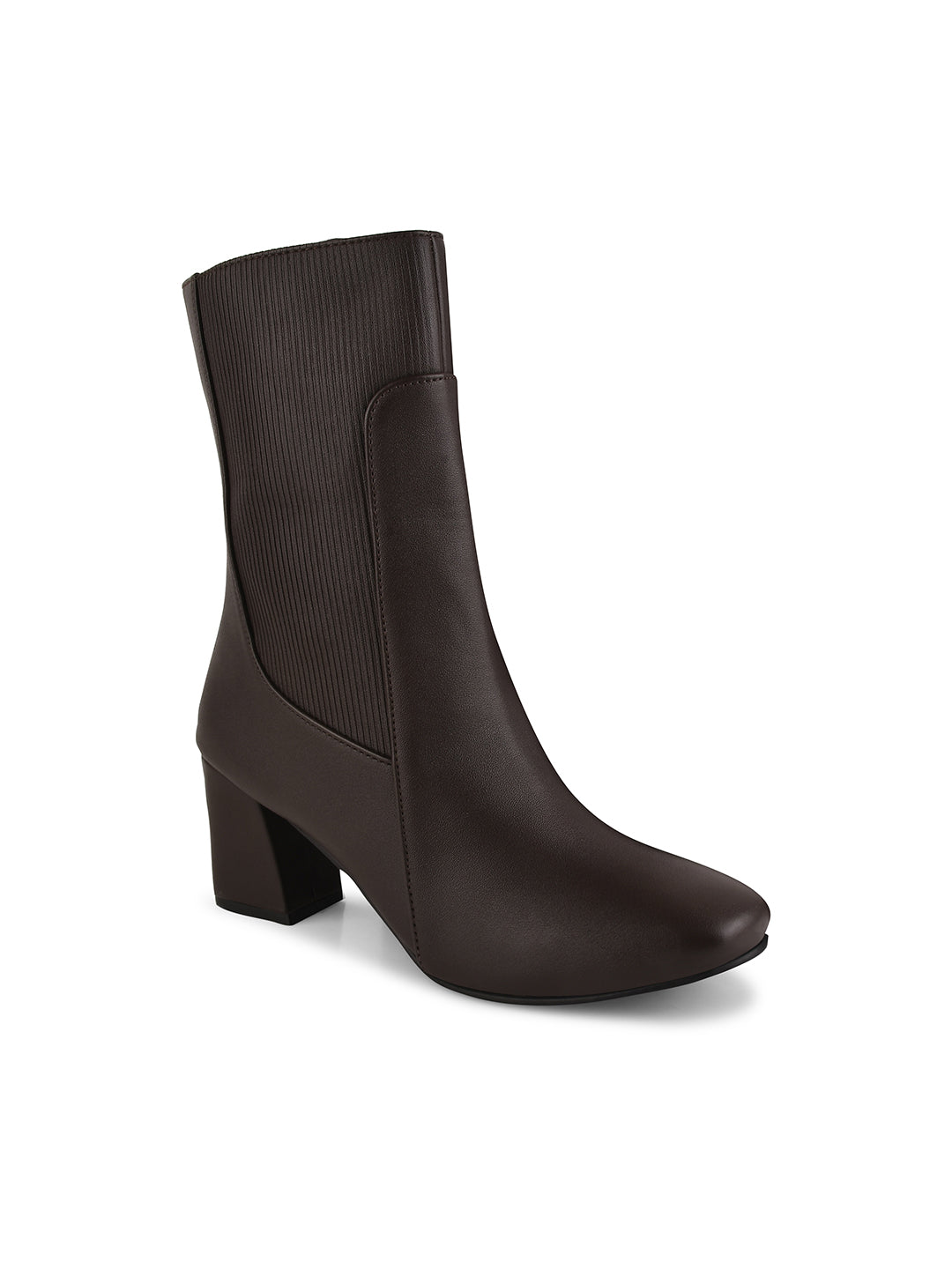Women Square Toe Mid Top Block Heel Regular Boots