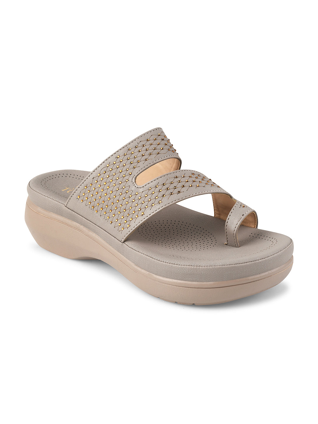 Embellished Open Toe Comfort Heel