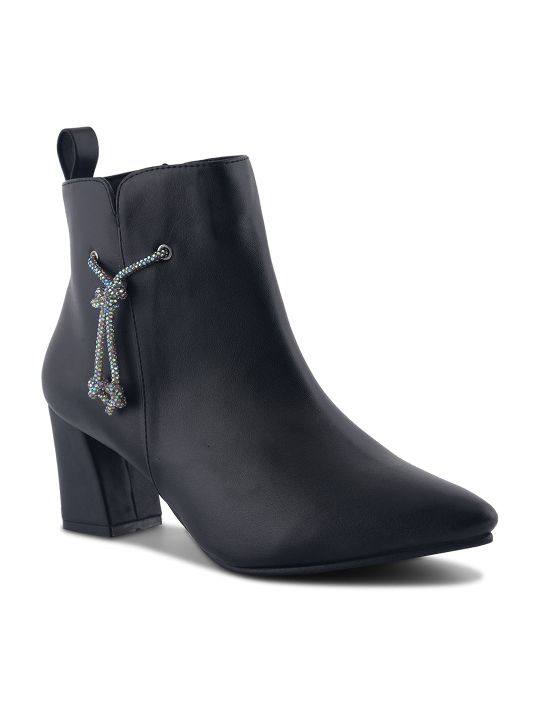 Embellished Block Heel Ankle Boot