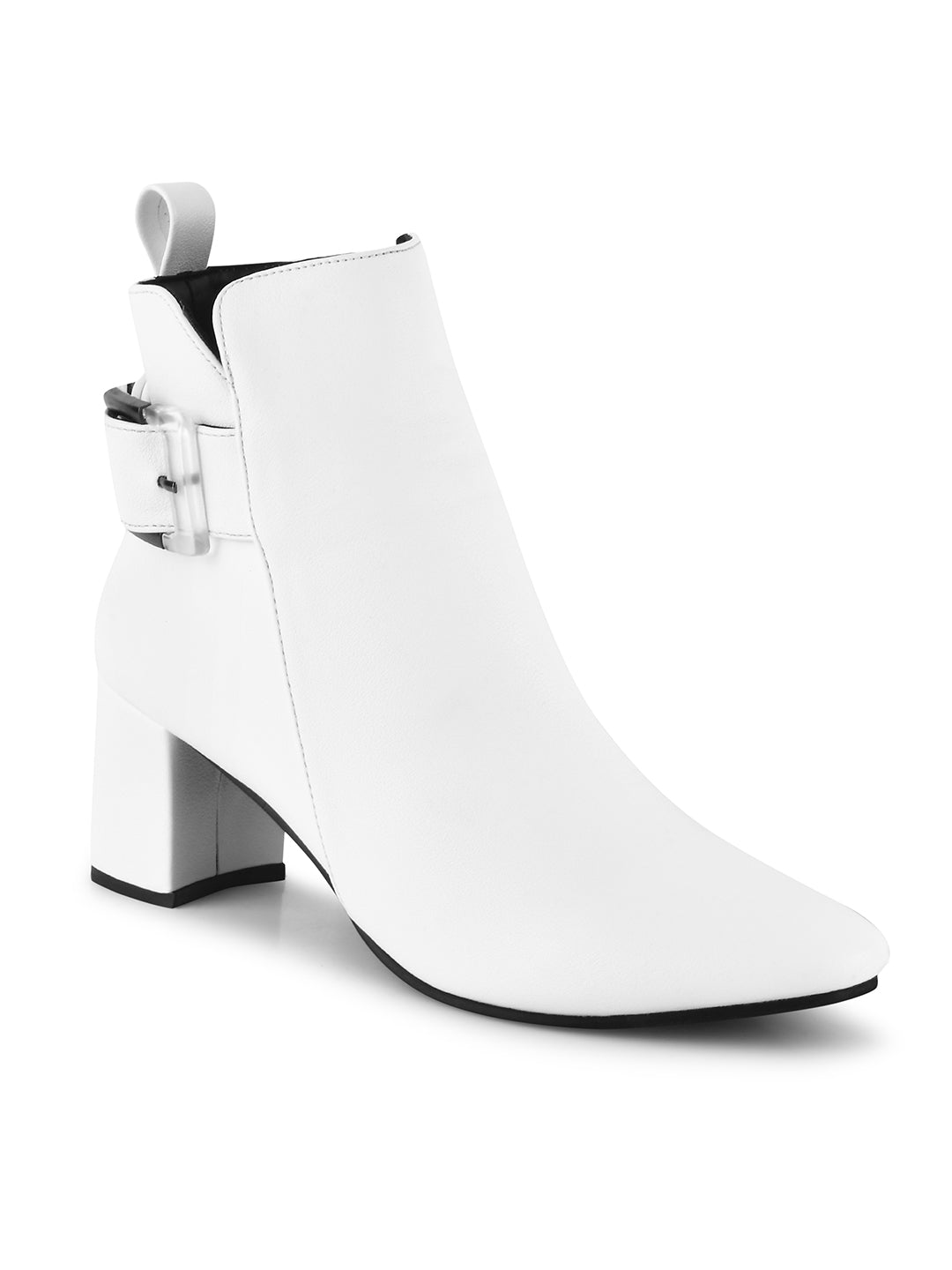 Black Ankle Length Block Heel Boots