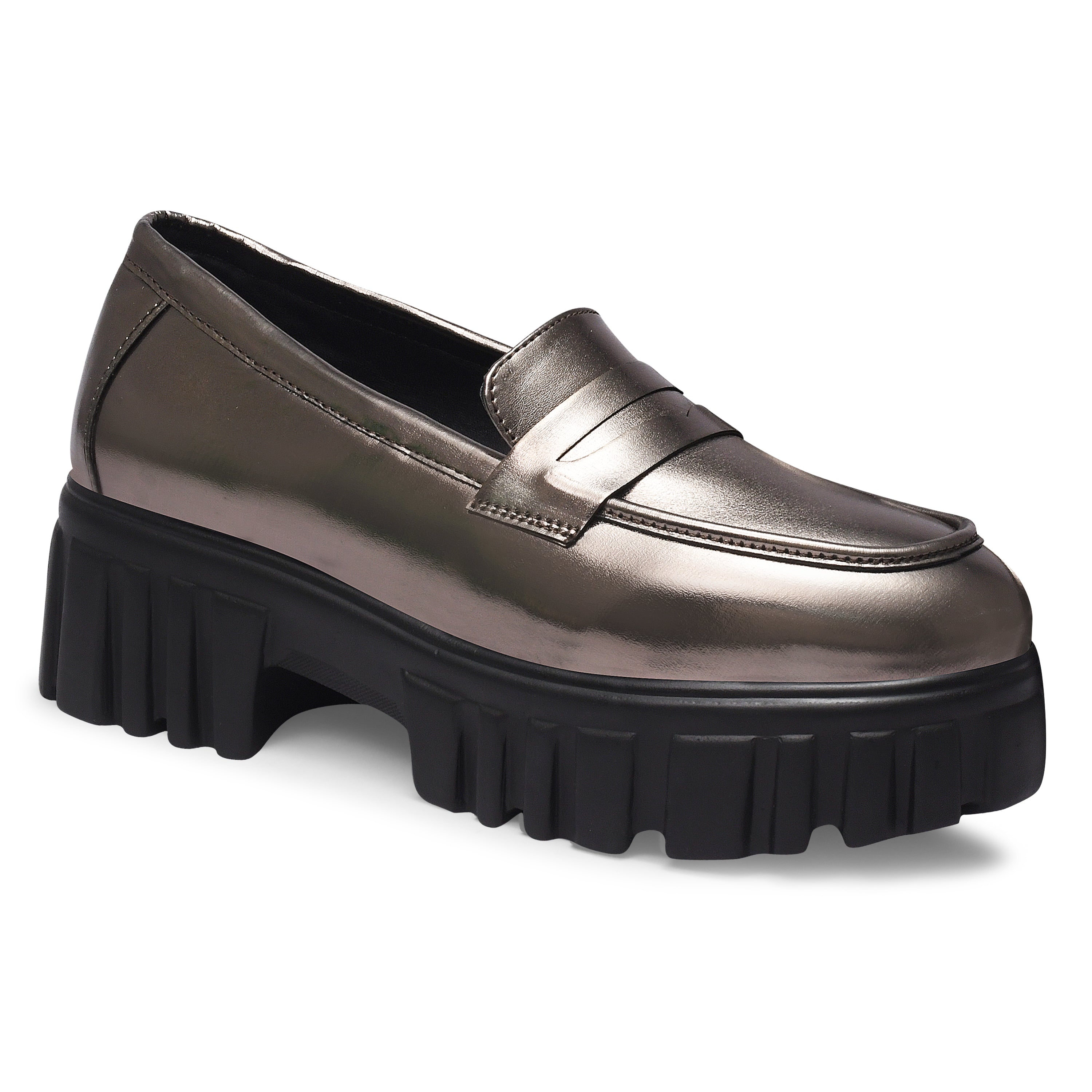 Women Round Toe Comfort Insole Lightweight Heeled Loafers