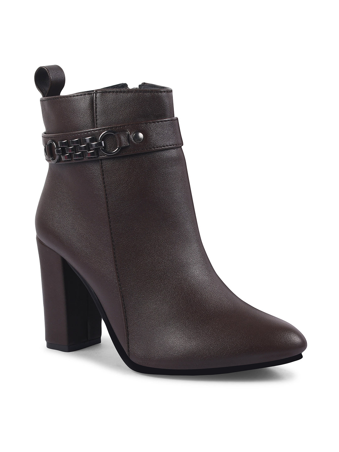Block Heel Mid Ankle Length Boots