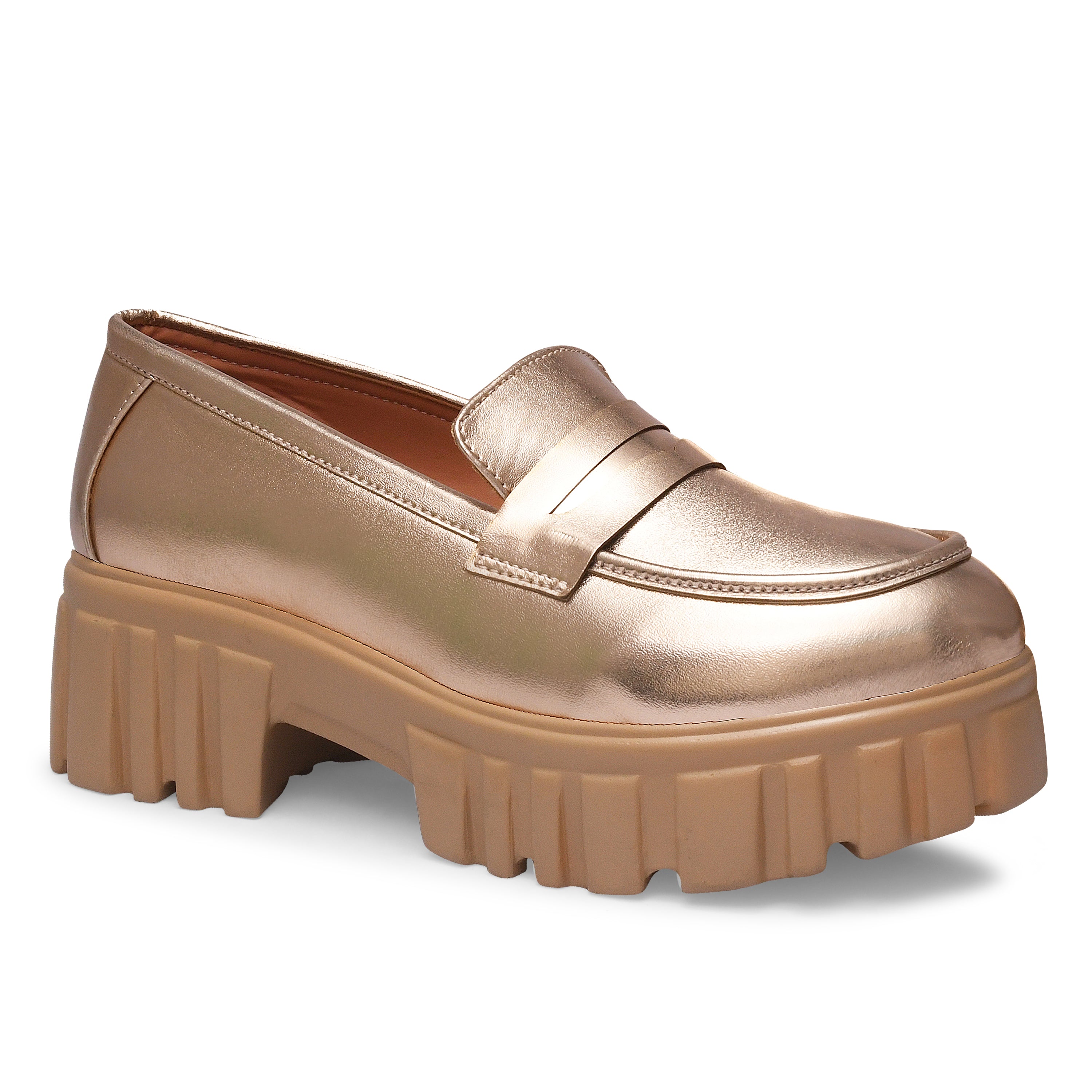 Women Round Toe Comfort Insole Lightweight Heeled Loafers
