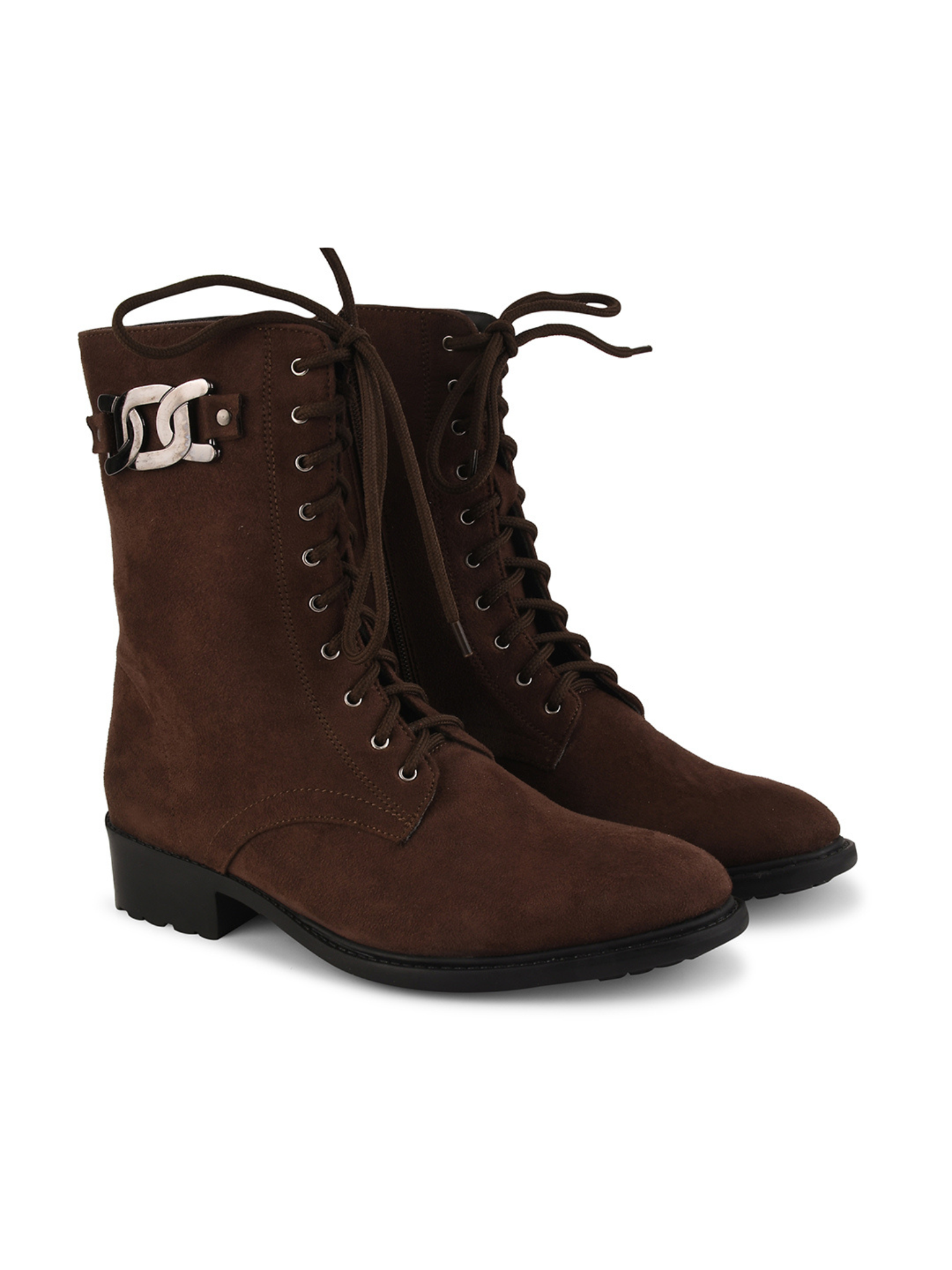 Women High Top Suede Block Heel Regular Boots