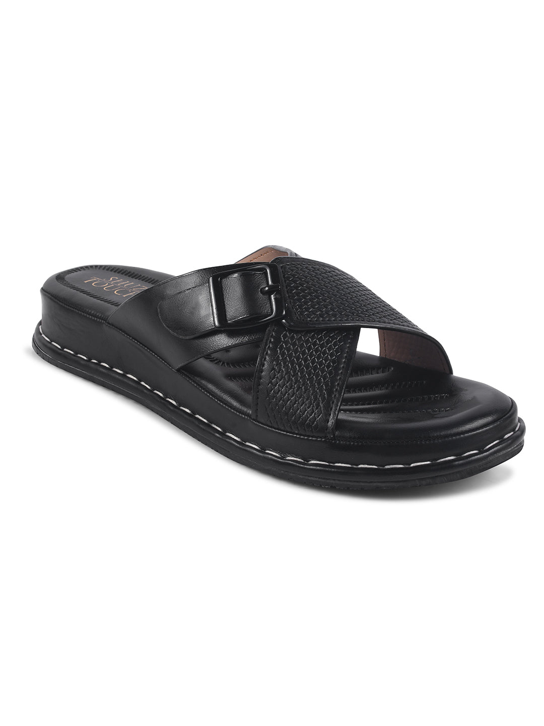 Women Black Slip On Wedge Sandals