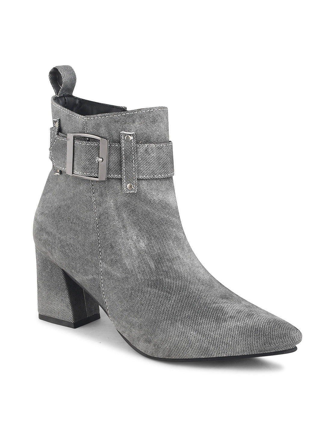 Denim Block Heel Casual Boots