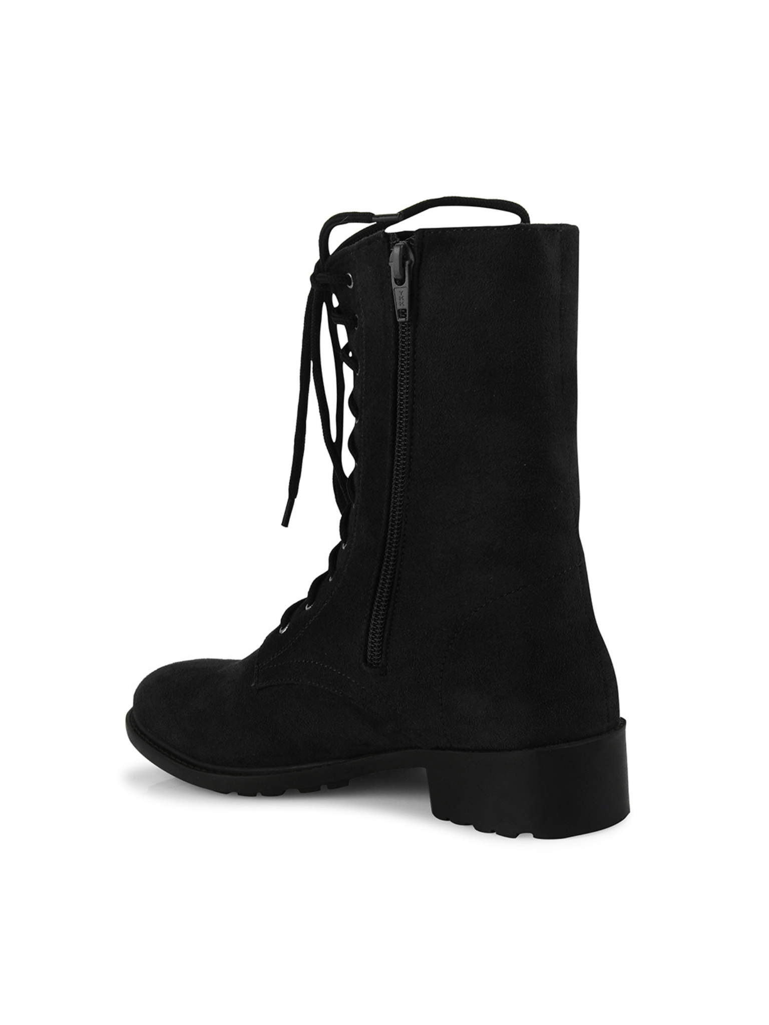 Women High Top Suede Block Heel Regular Boots