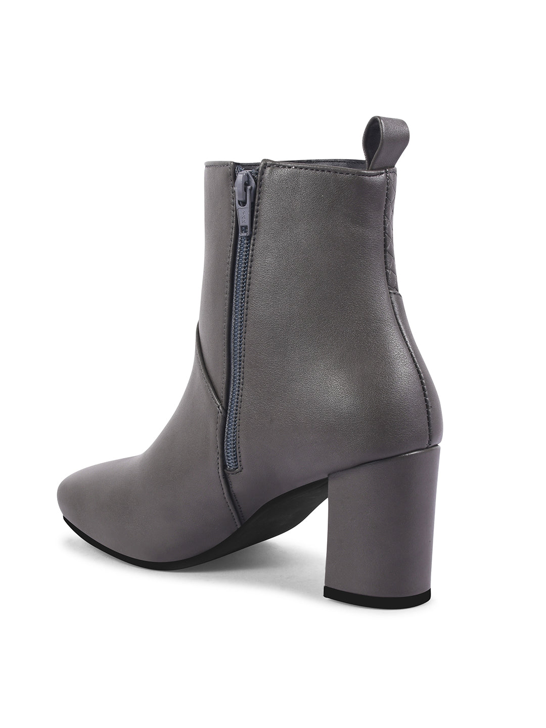 Textured Mid-Length Heel Boots