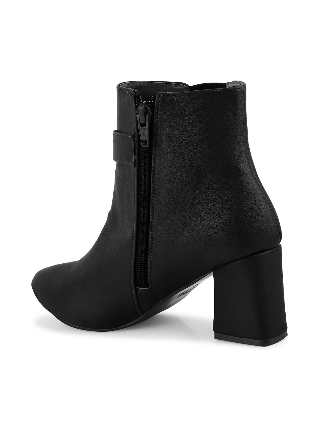 Women Pointed-Toe Block-Heeled Zip-Up Boots