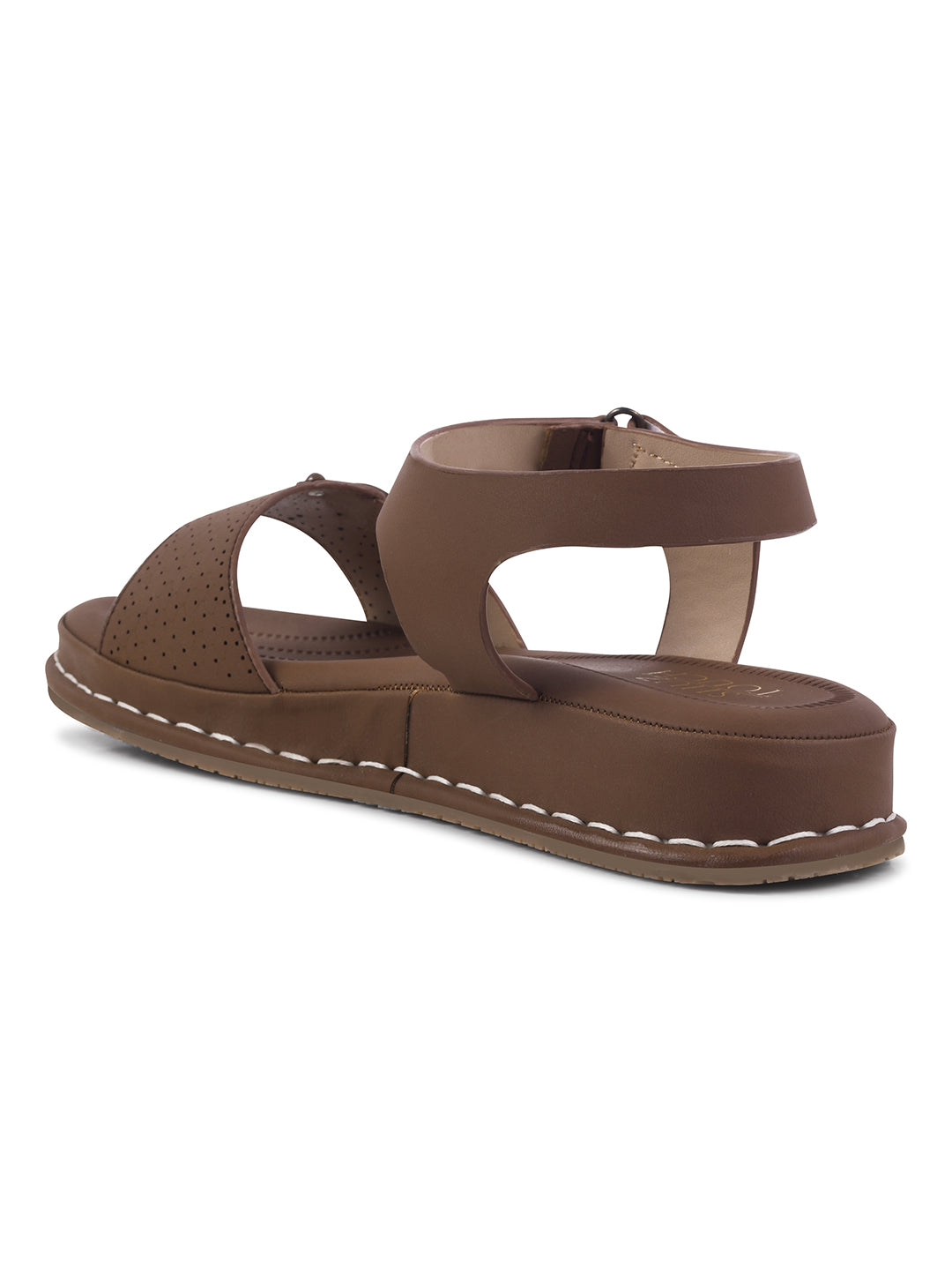 Women Laser Cutwork Ankle Strap Sandals