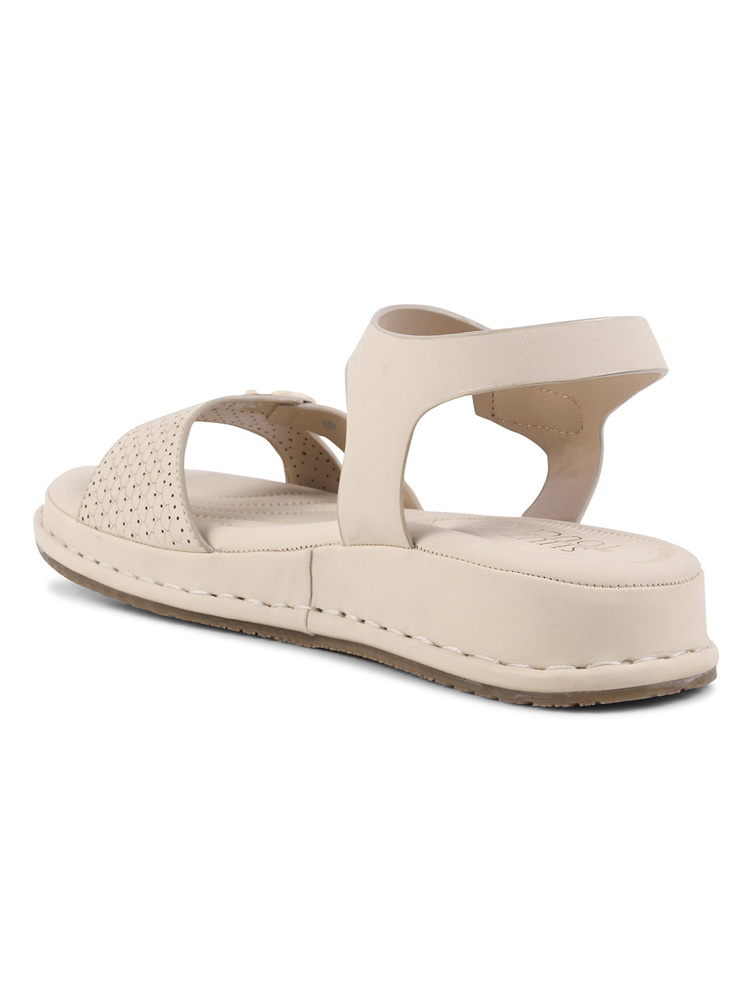 Women Laser Cutwork Ankle Strap Sandals