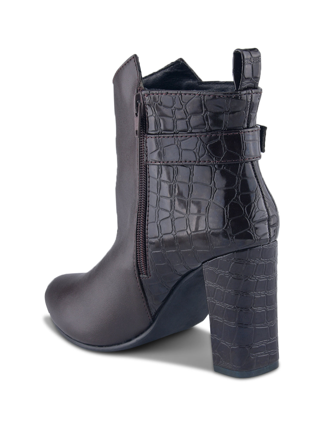 Women Croc-Textured Casual Boots