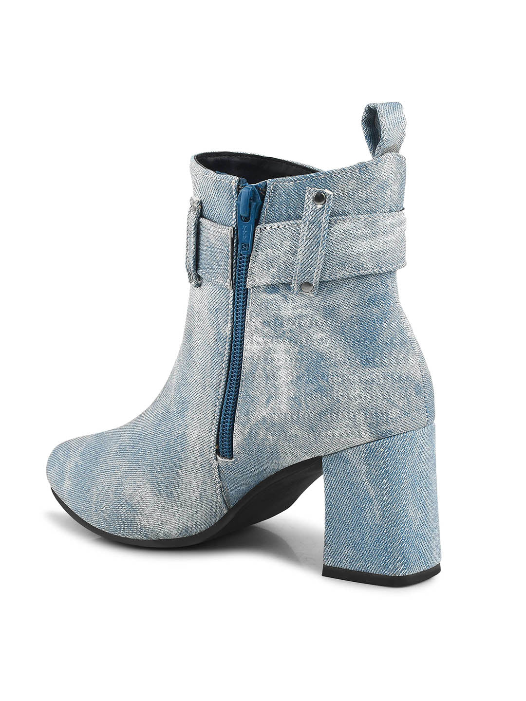 Denim Block Heel Casual Boots