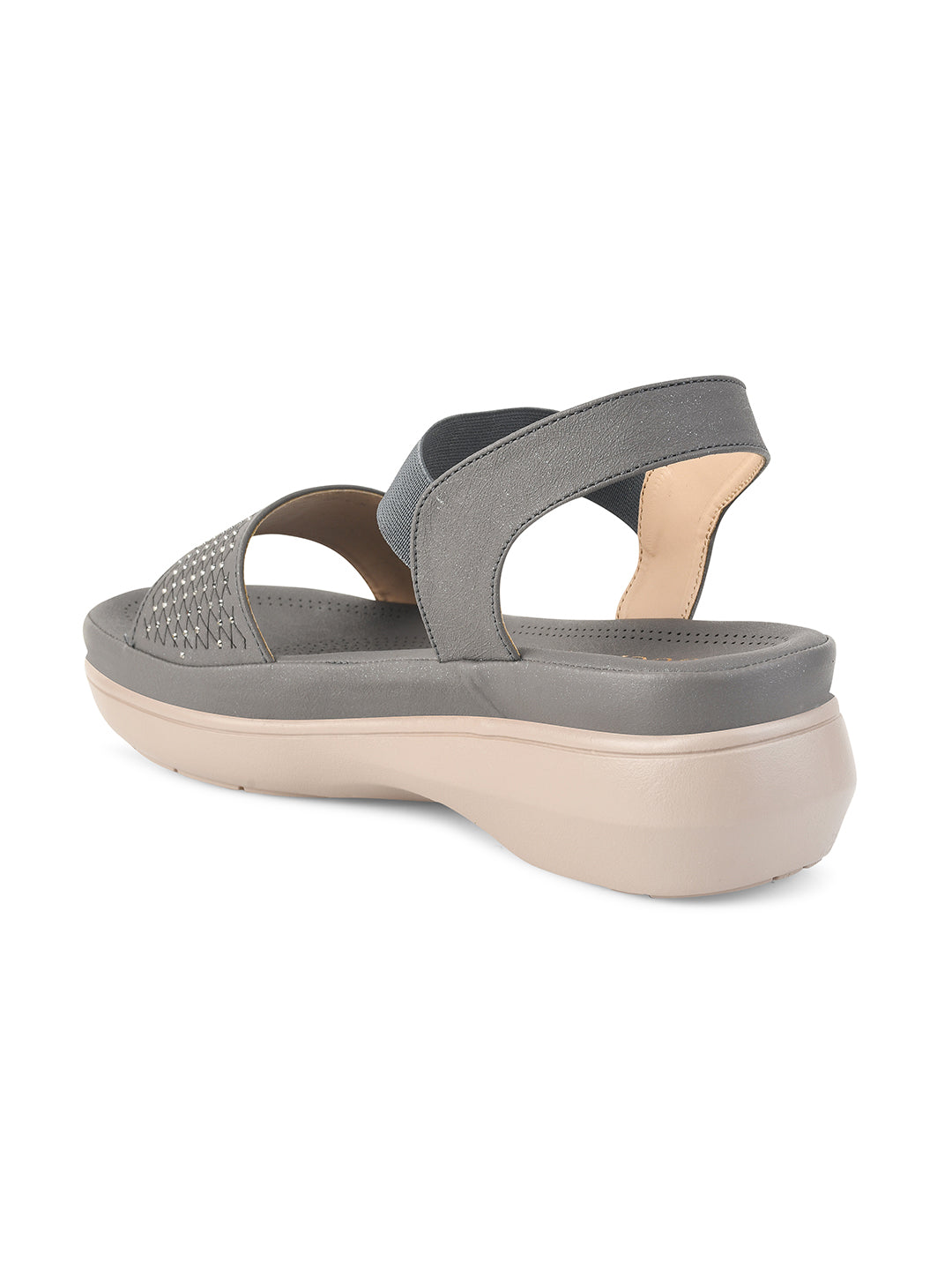 Embellished Open Toe Comfort Heel With Backstrap