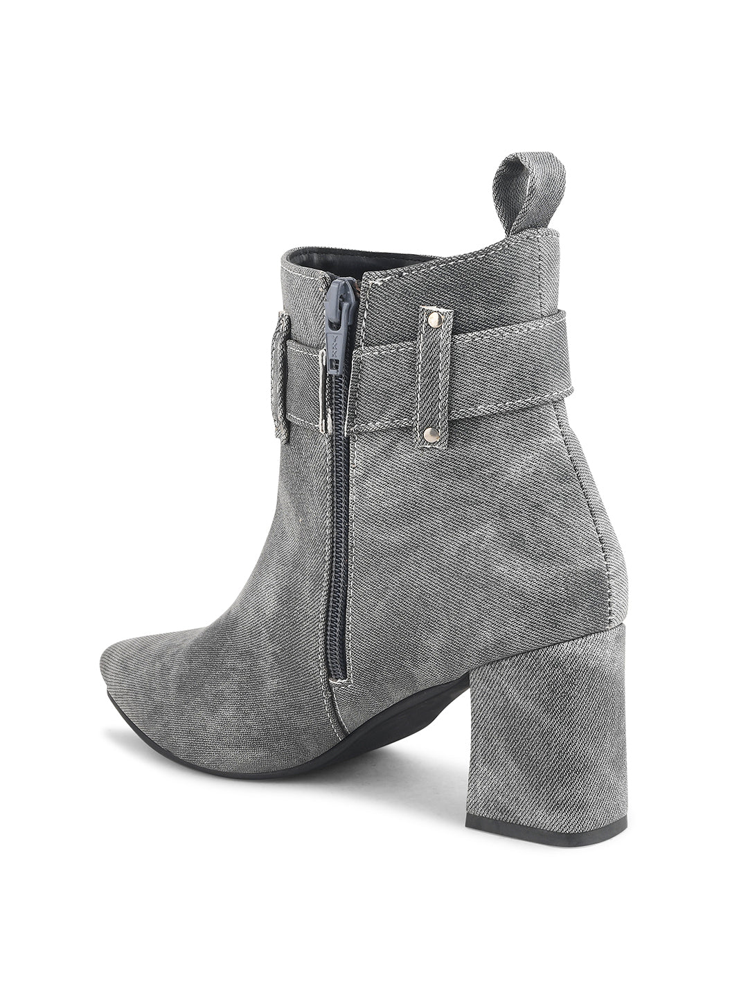 Denim Block Heel Casual Boots