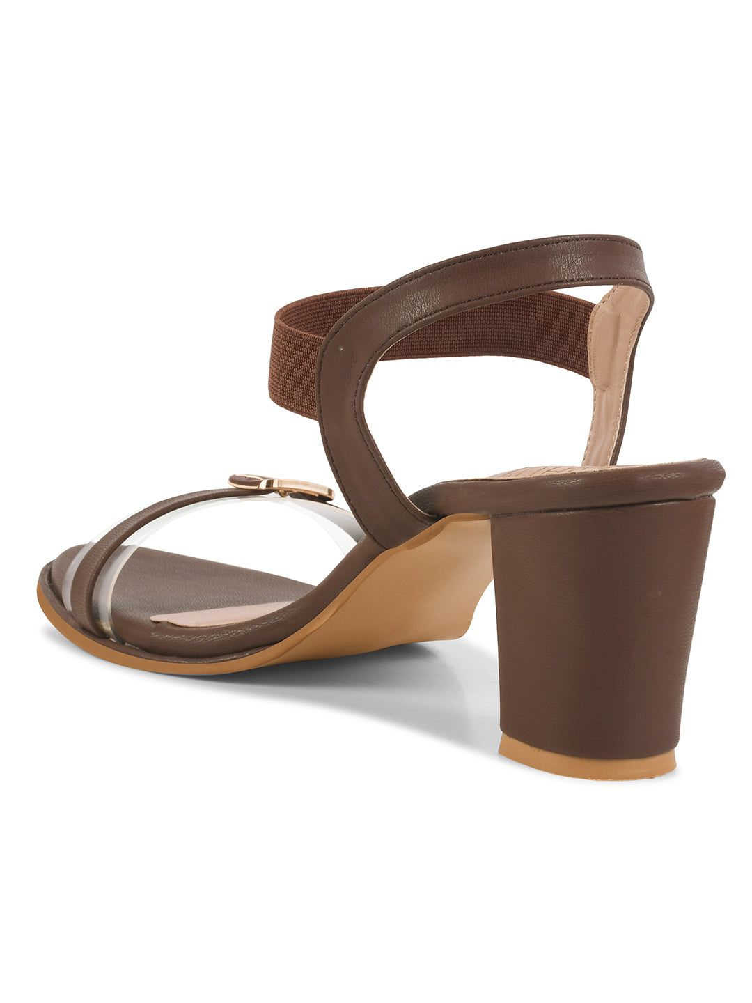 Brown Block Sandal Heels