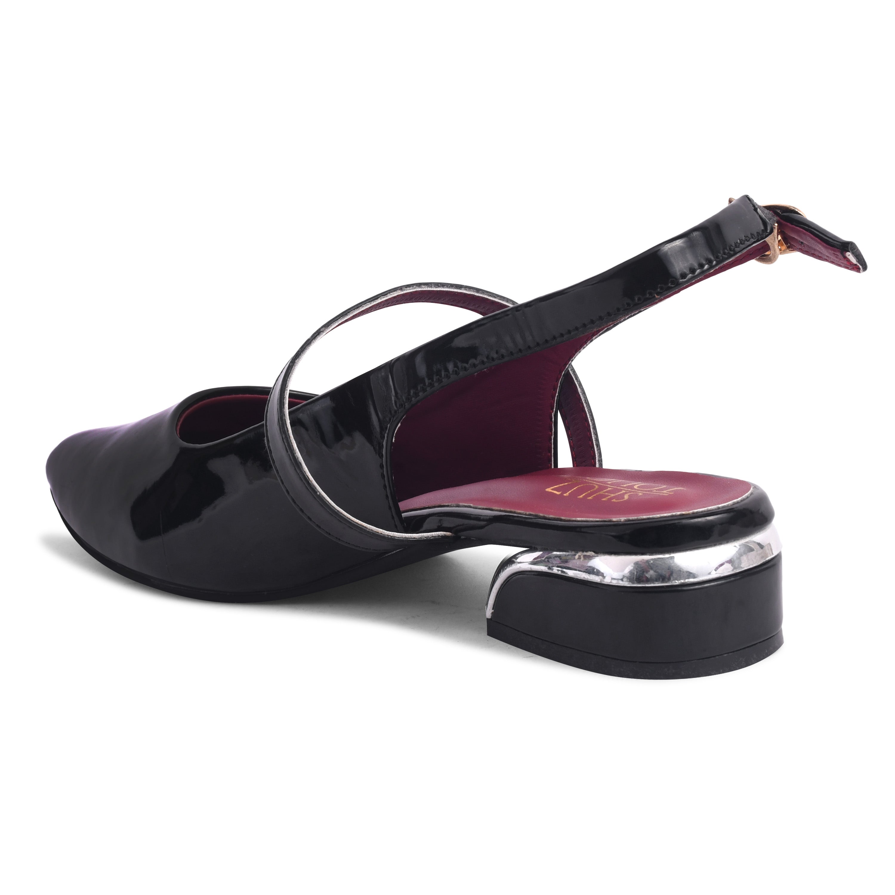 Women Solid Pointed Toe Buckle Mules