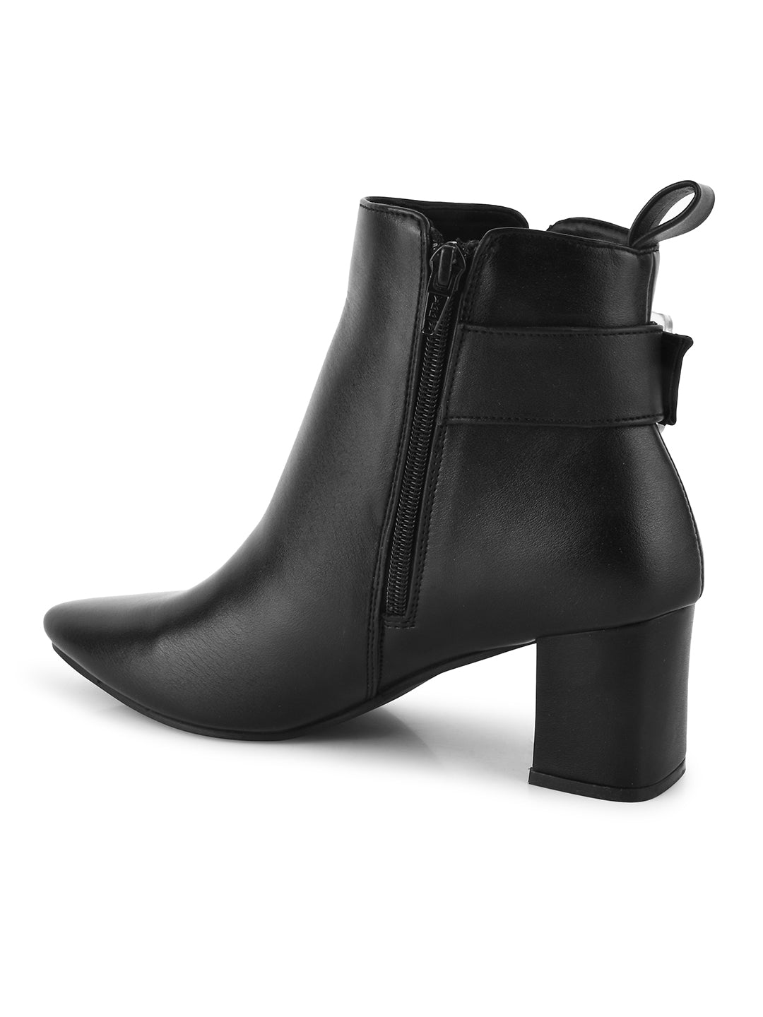 Black Ankle Length Block Heel Boots