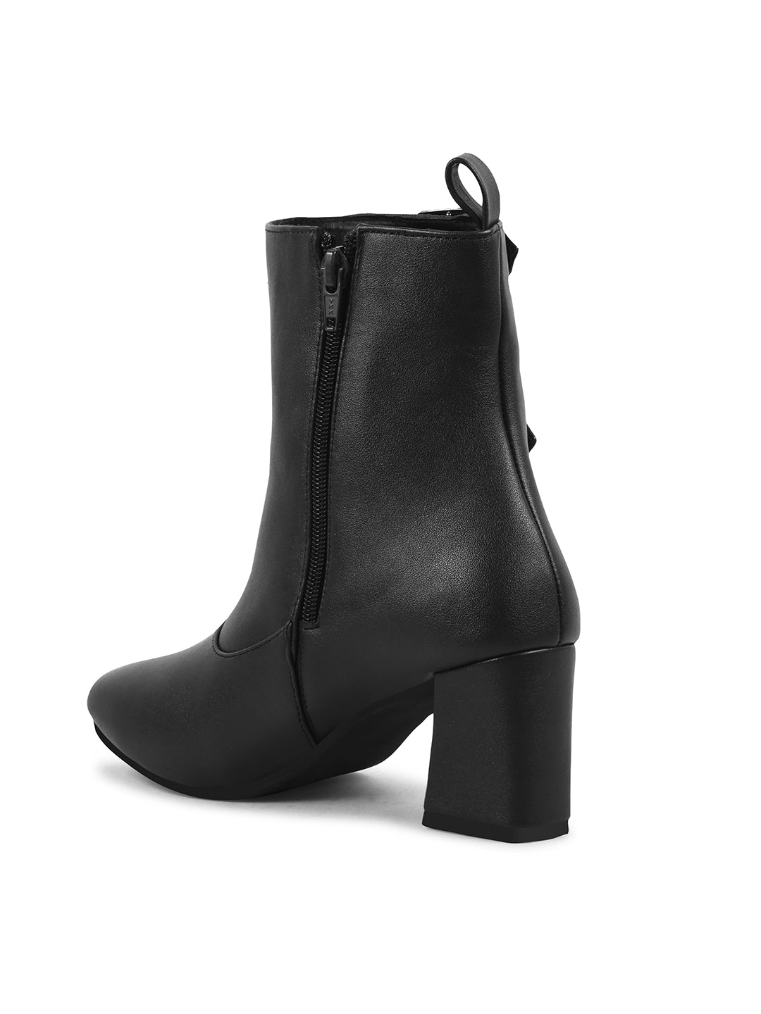 Mid Calf Block Heel Buckle Boots