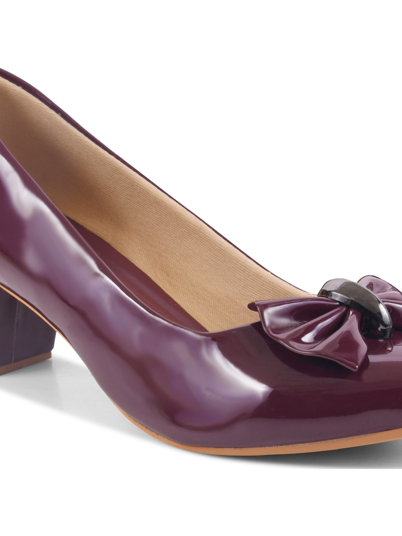 Women Block Heel Cherry Embellished Pumps Heels