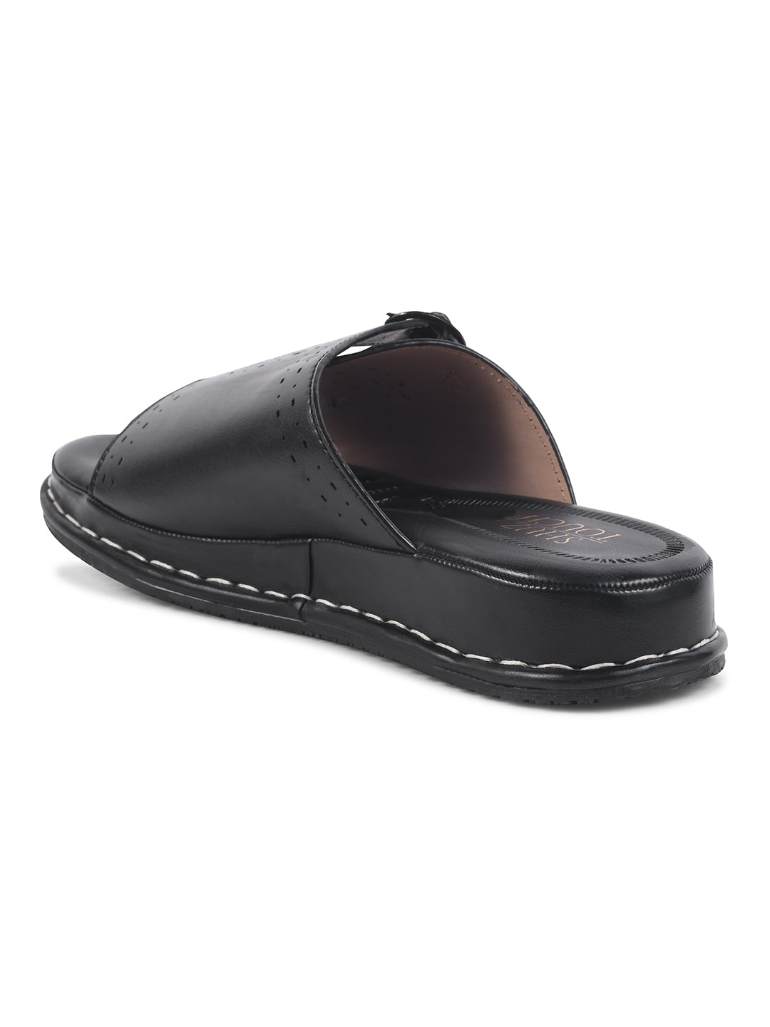 Women Black Slip On Wedge Sandals