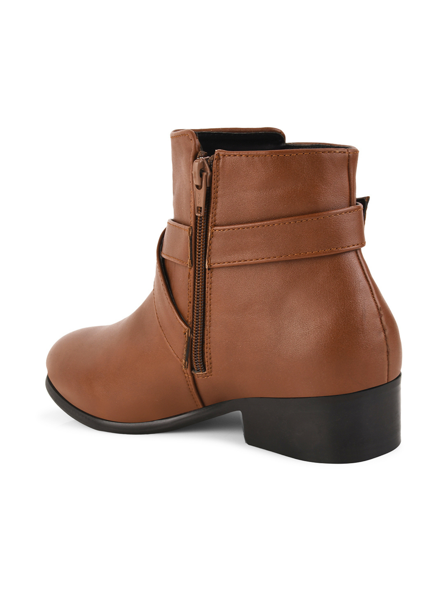 Women Heeled Buckle Detail Mid-Top Regular Boots