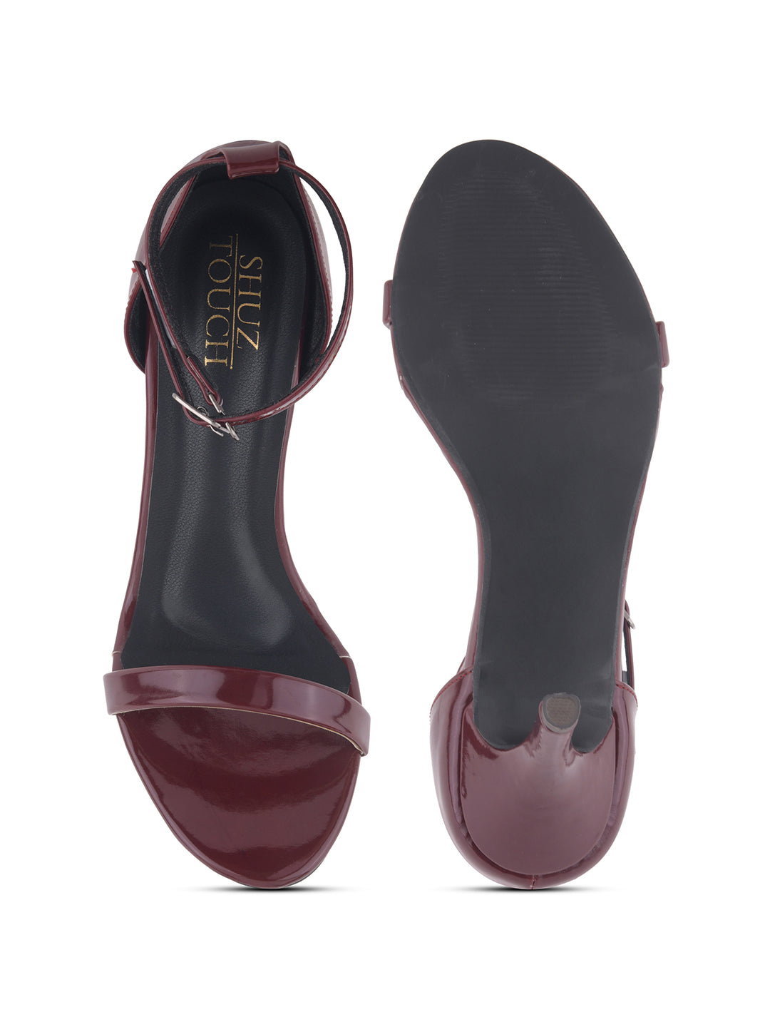 Cherry Patent Ankle-Strap Heels