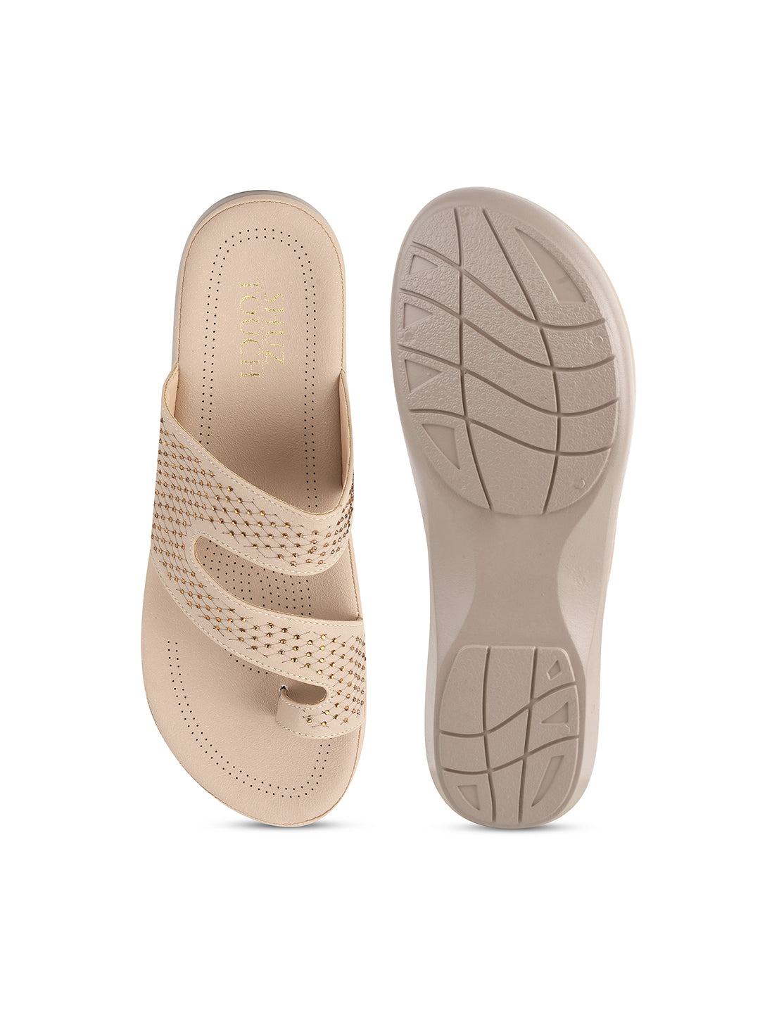 Embellished Open Toe Comfort Heel