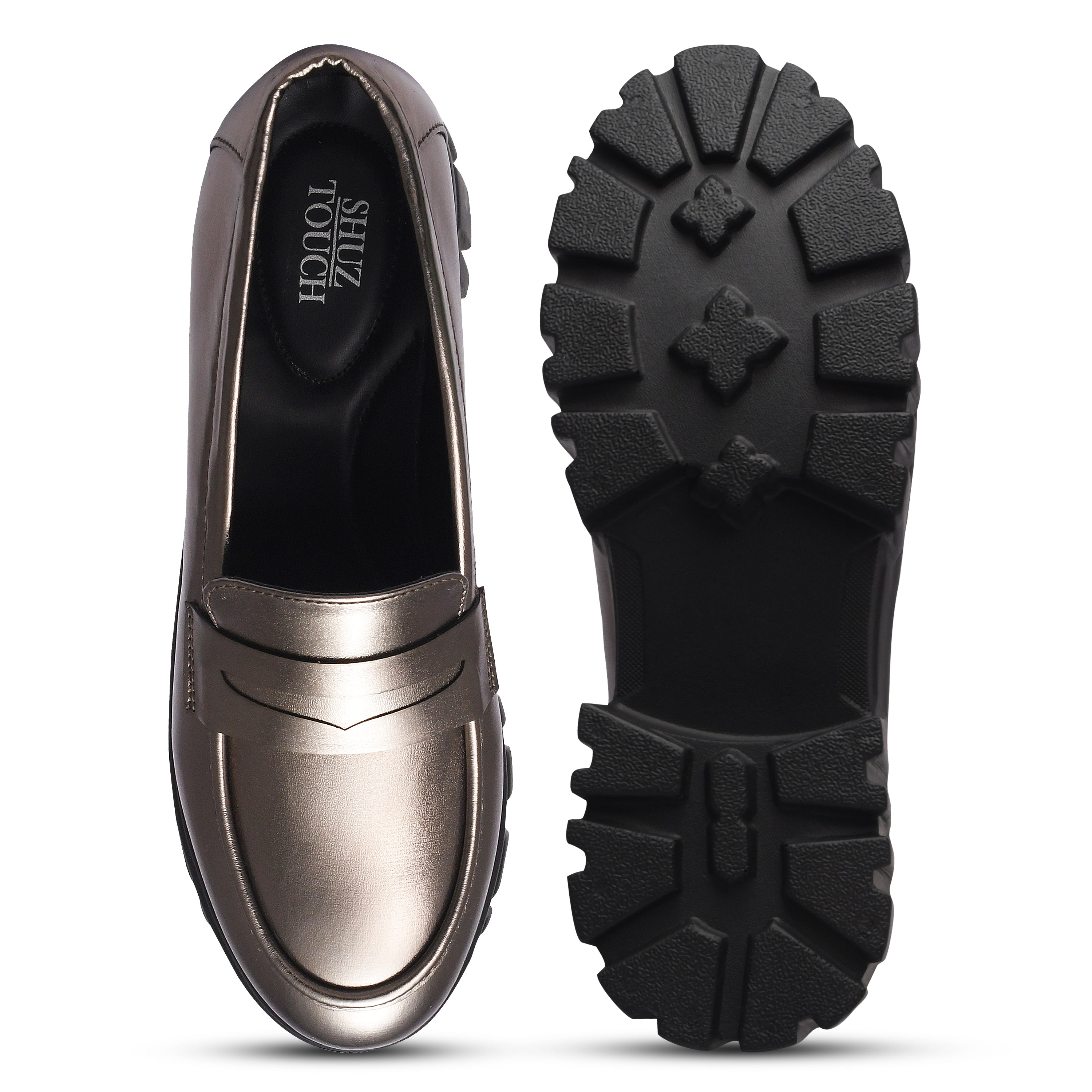 Women Round Toe Comfort Insole Lightweight Heeled Loafers